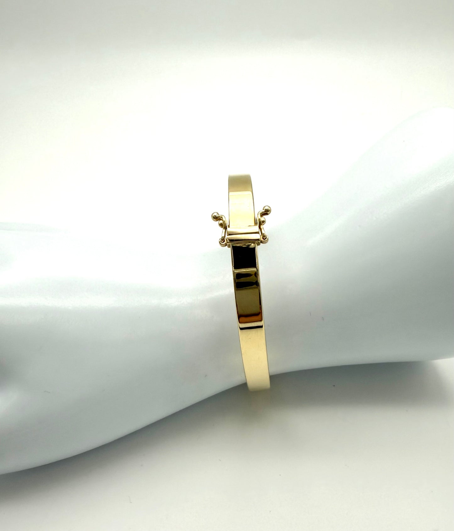 14K Solid Gold Plain Flat Bangle
