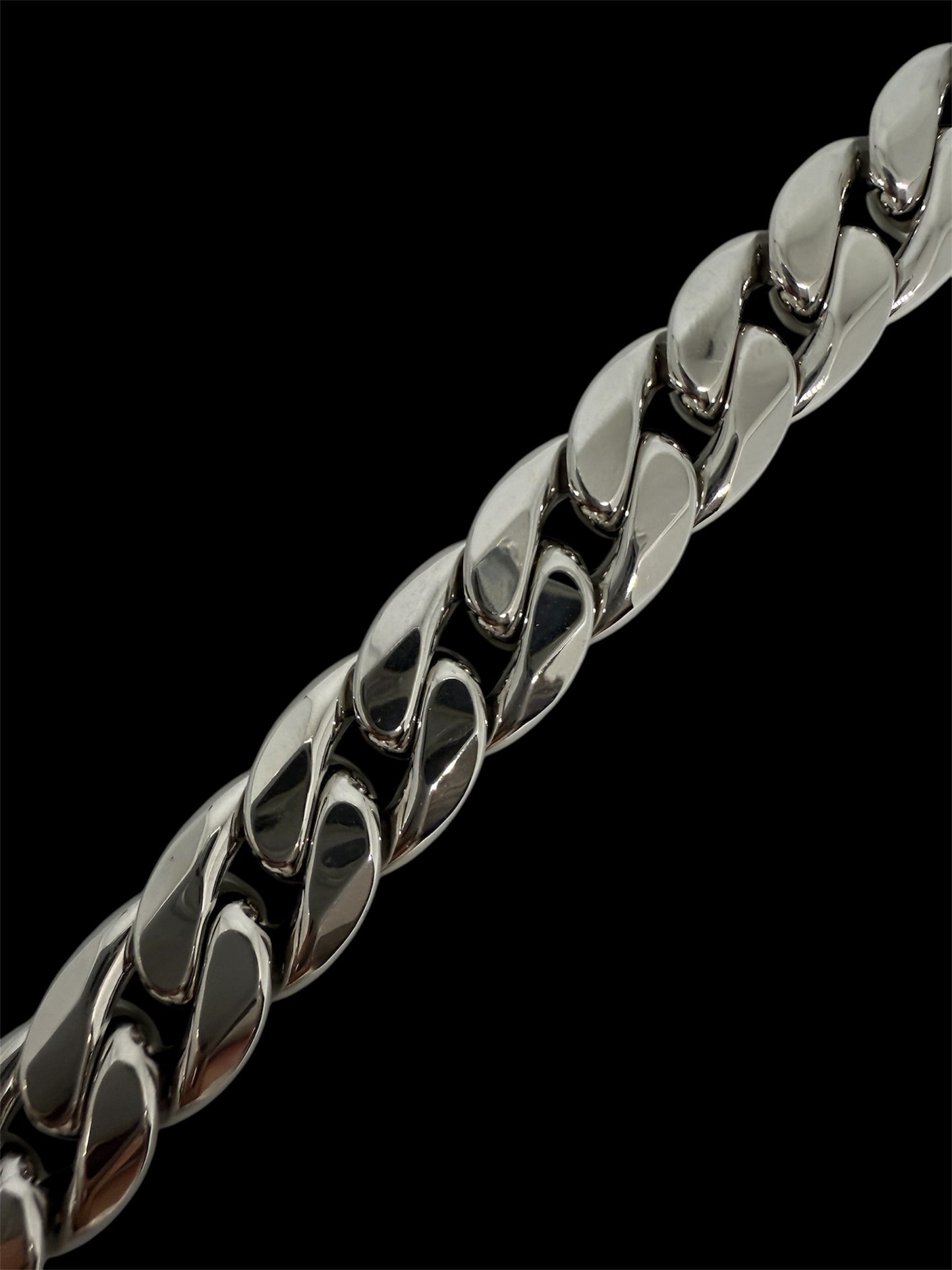 14K Solid White Gold 11mm Hollow Cuban Link Bracelet