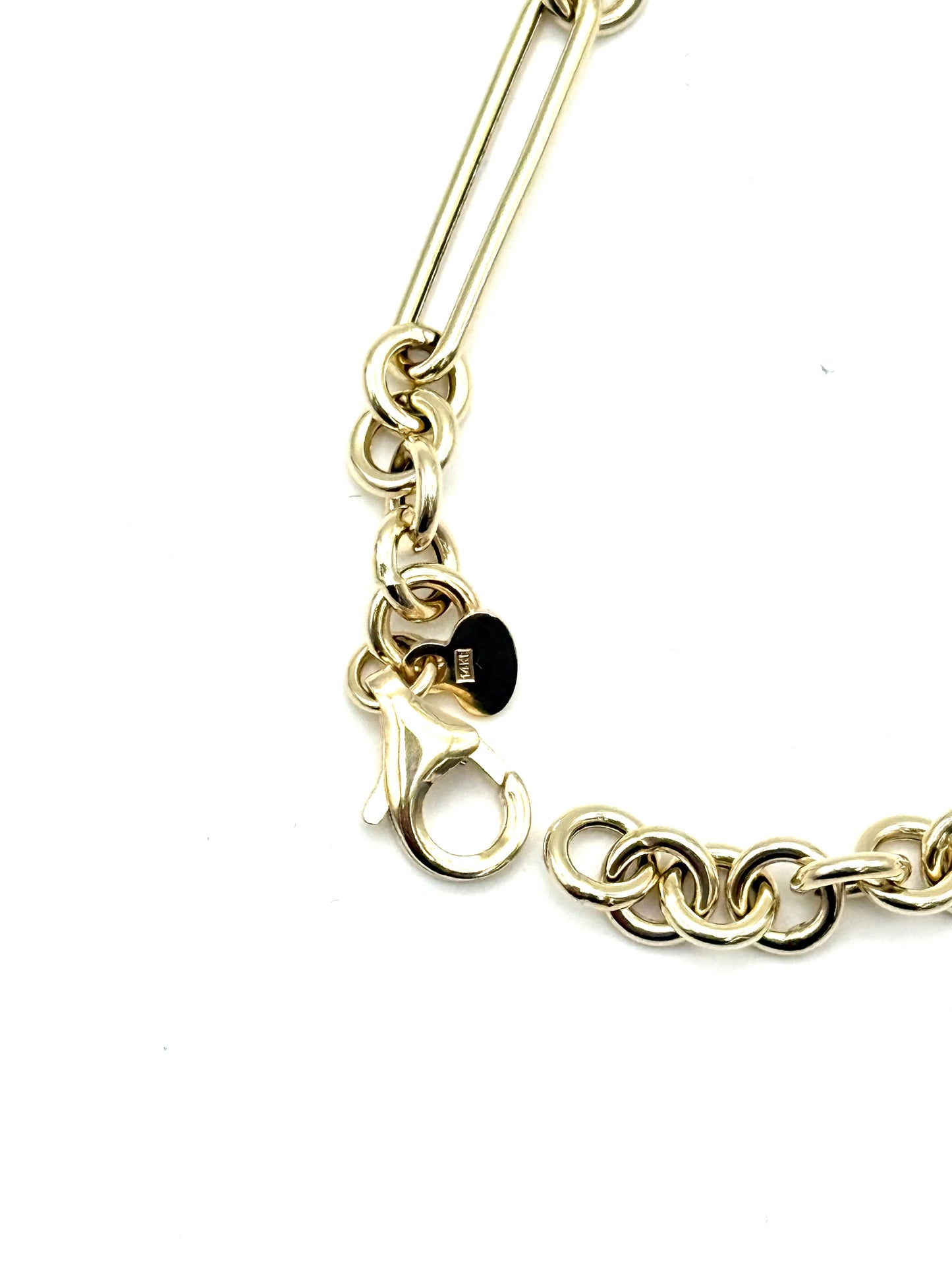 14K Solid Gold Paperclip Rolo Chain Bracelet