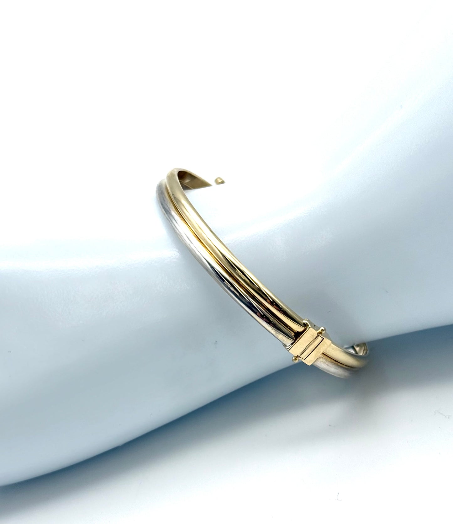 14K Solid Gold Two Tone Bangle