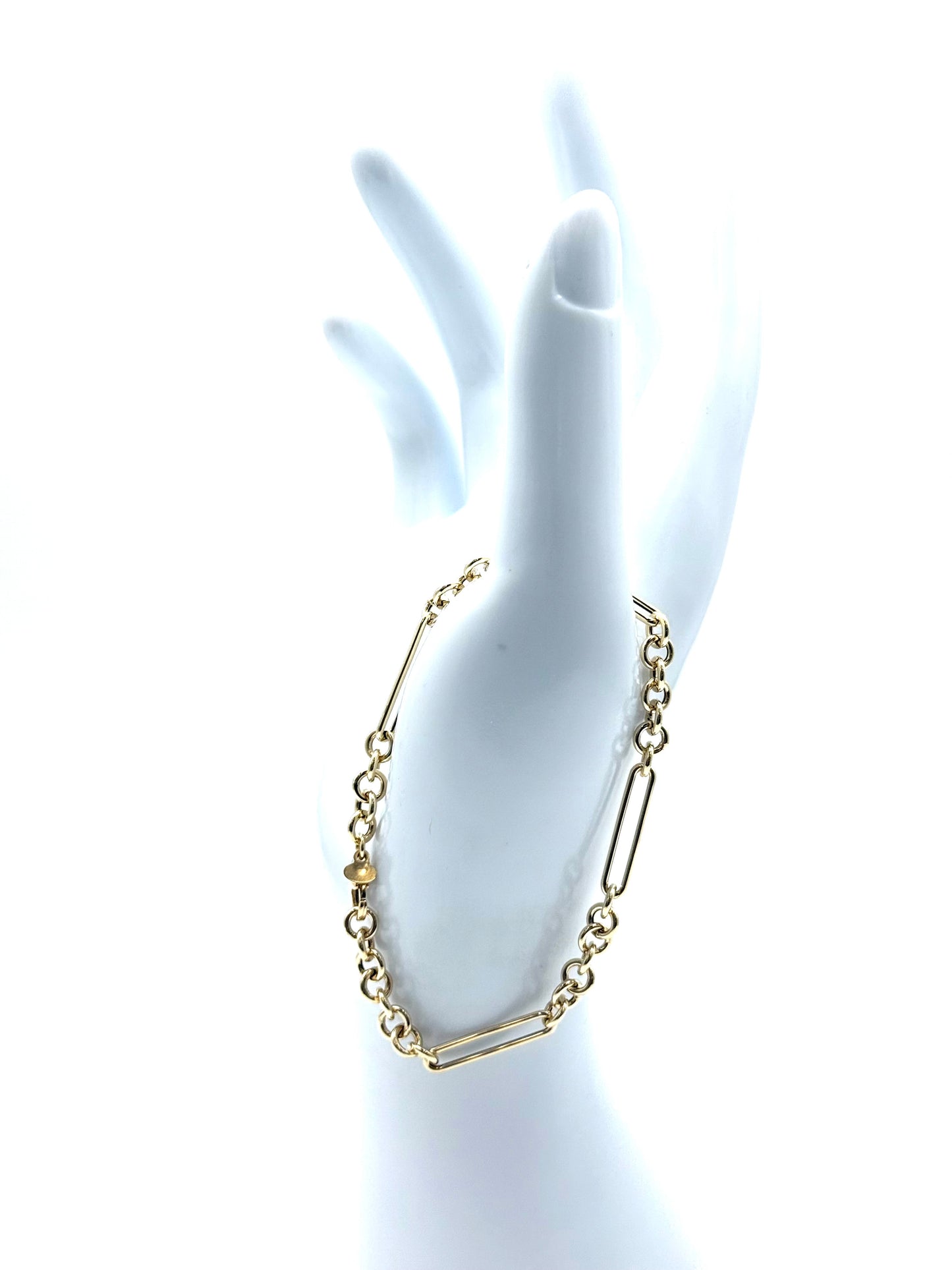 14K Solid Gold Paperclip Rolo Chain Bracelet