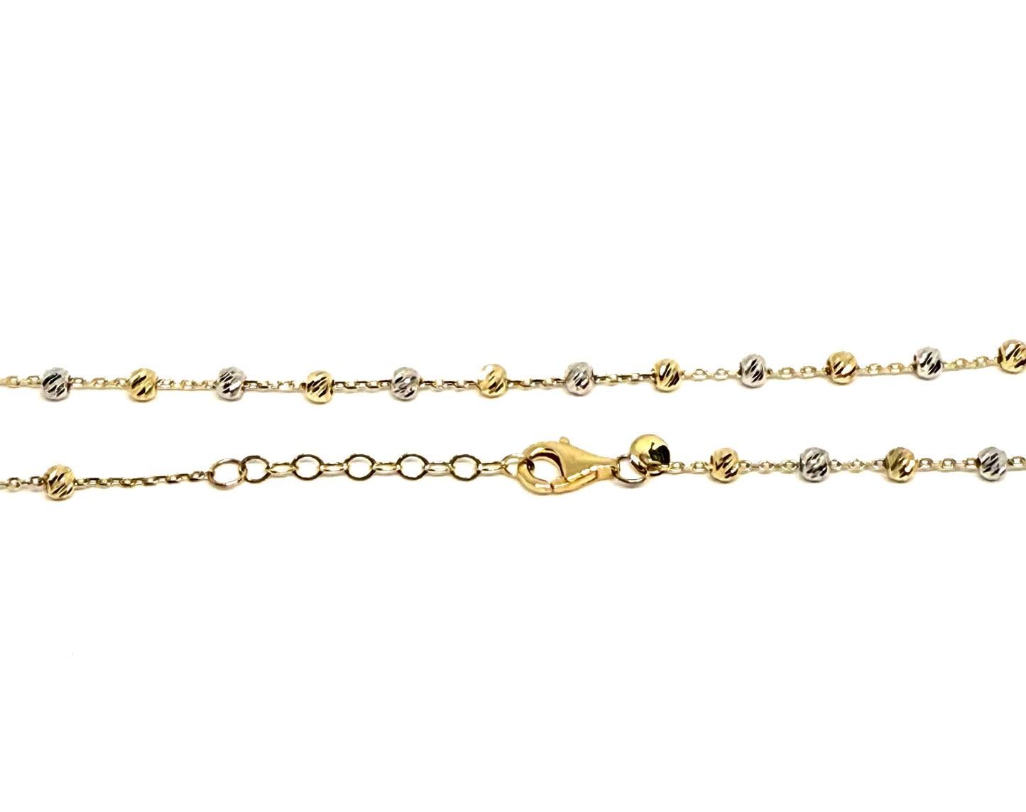 14K Solid Gold Cable Chain with Beads Necklace