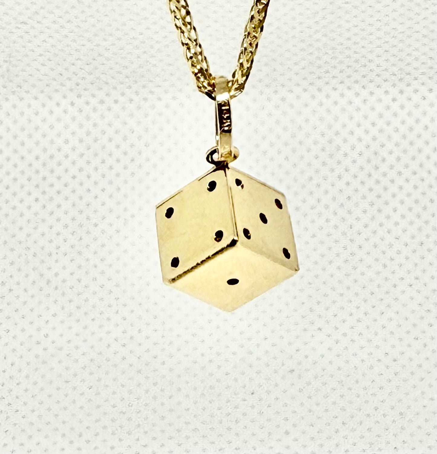 14K Solid Gold Dice Pendant
