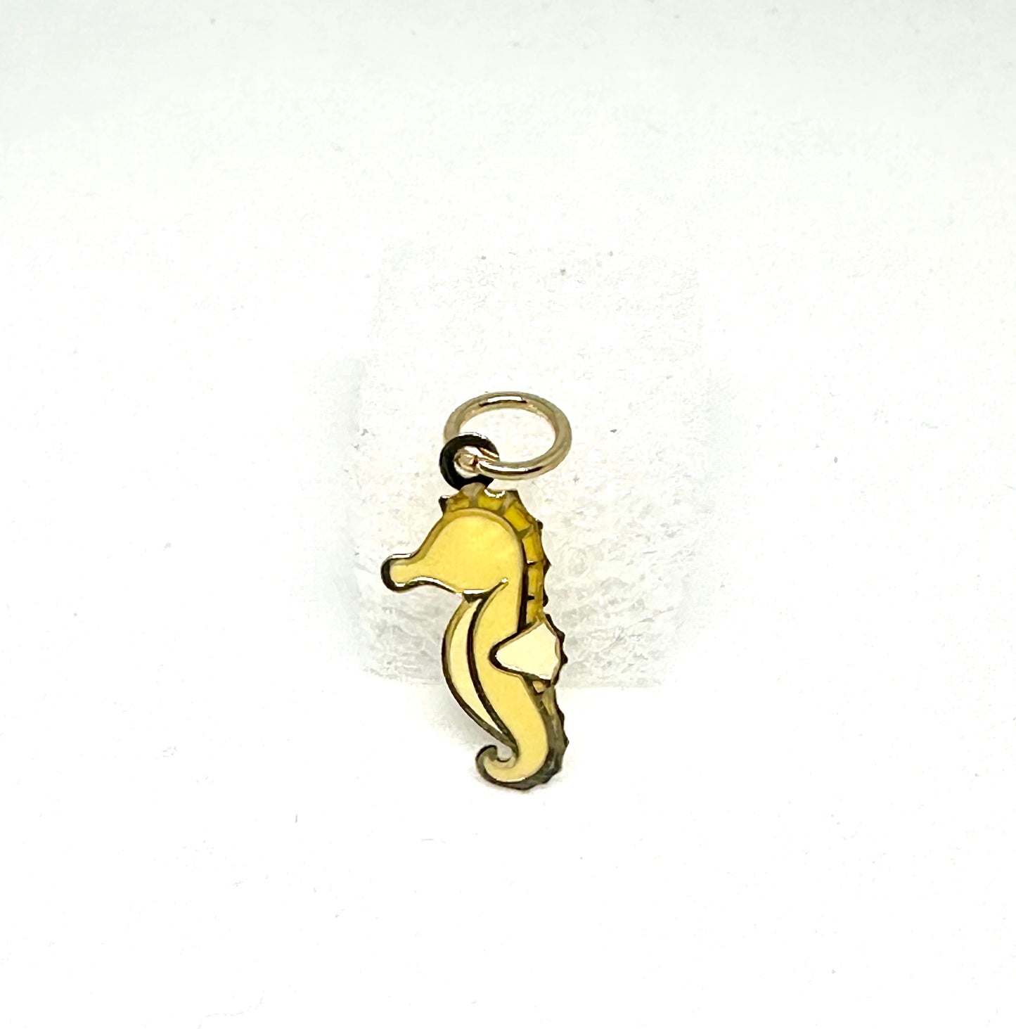 14K Solid Gold Seahorse Enamel Pendant