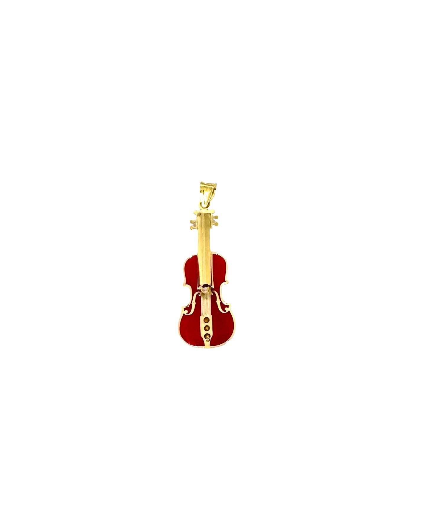 14K Solid Gold Enameled Violin Pendant