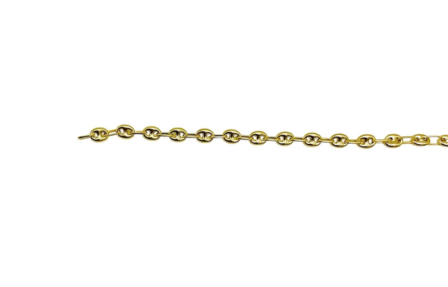 14K Solid Yellow Gold Puffed Mariner Chain Bracelet