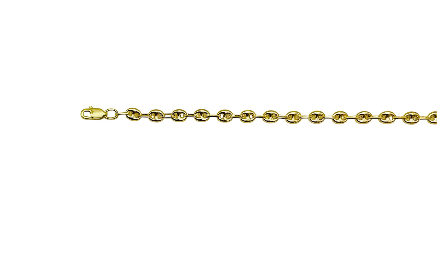 14K Solid Yellow Gold Puffed Mariner Chain Bracelet