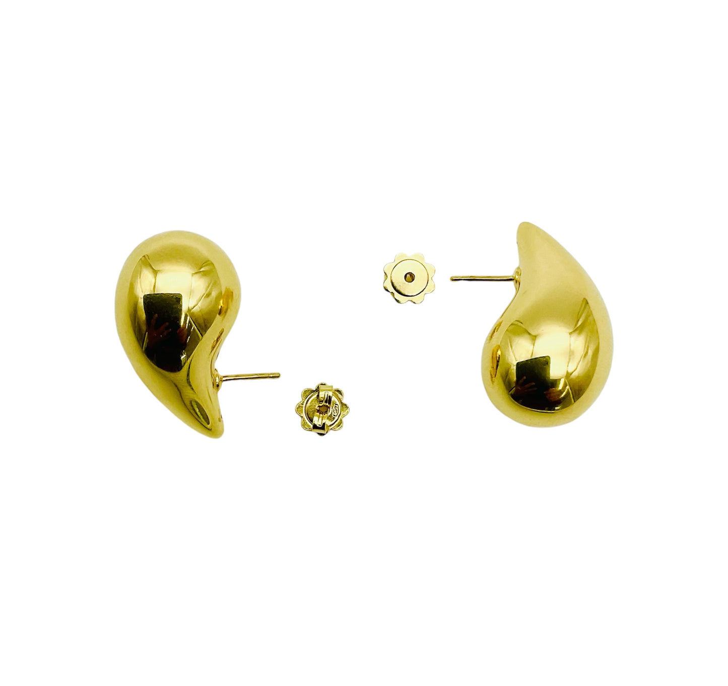 14K Solid Yellow Gold Large Teardrop Earring