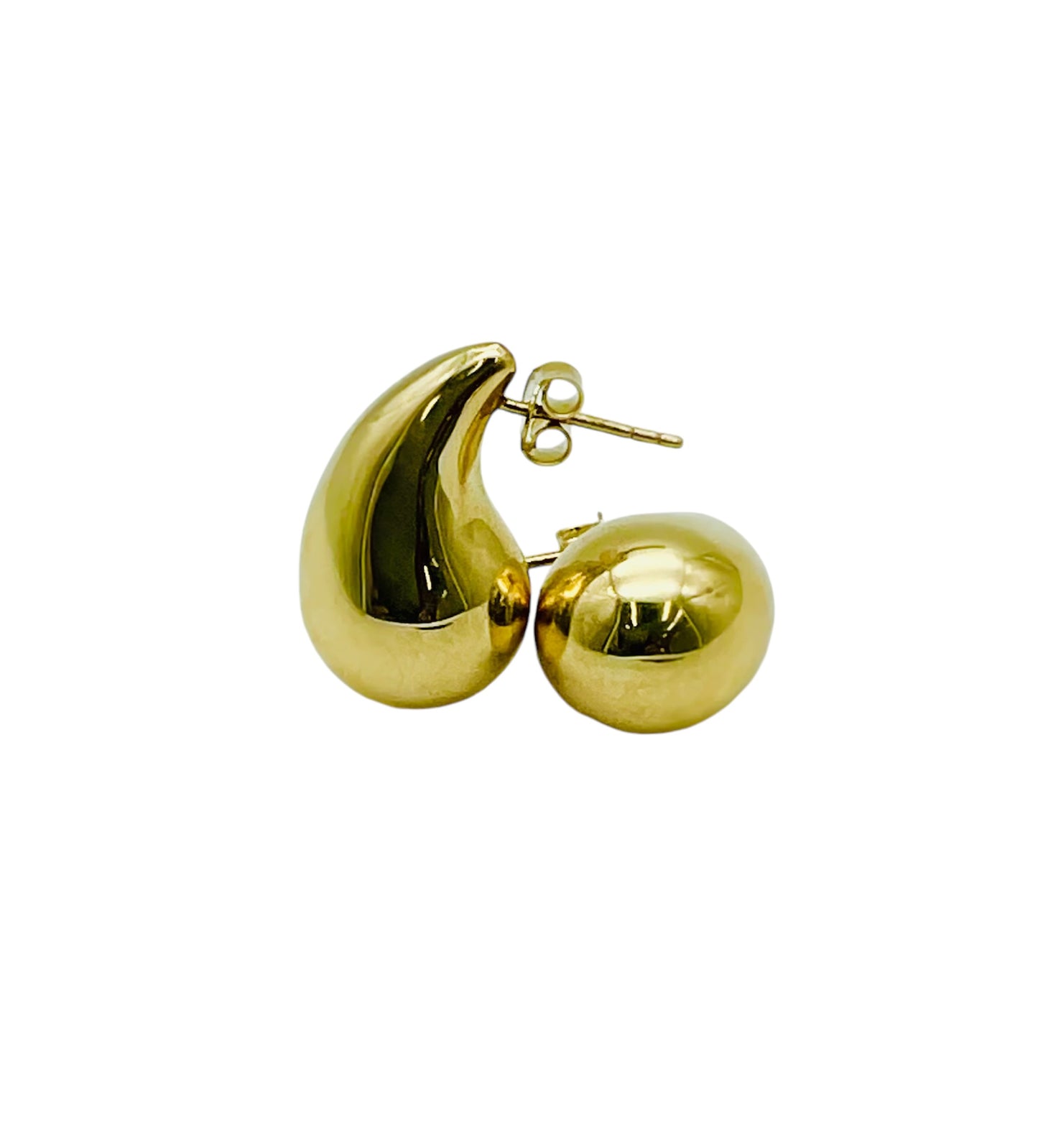 14K Solid Yellow Gold Medium Teardrop Earrings