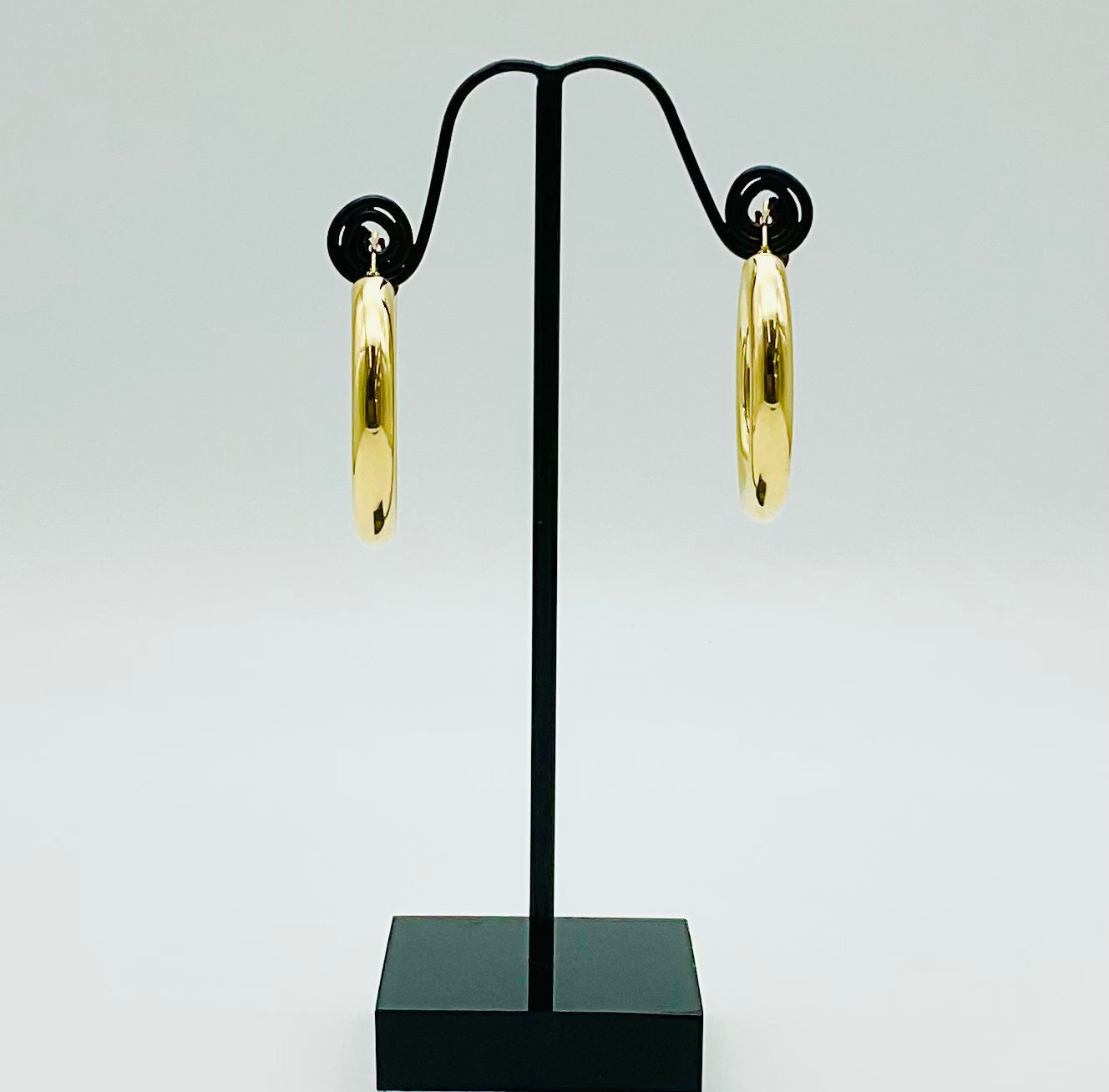 14K Solid Gold Thick Large Click Hoop Earrings