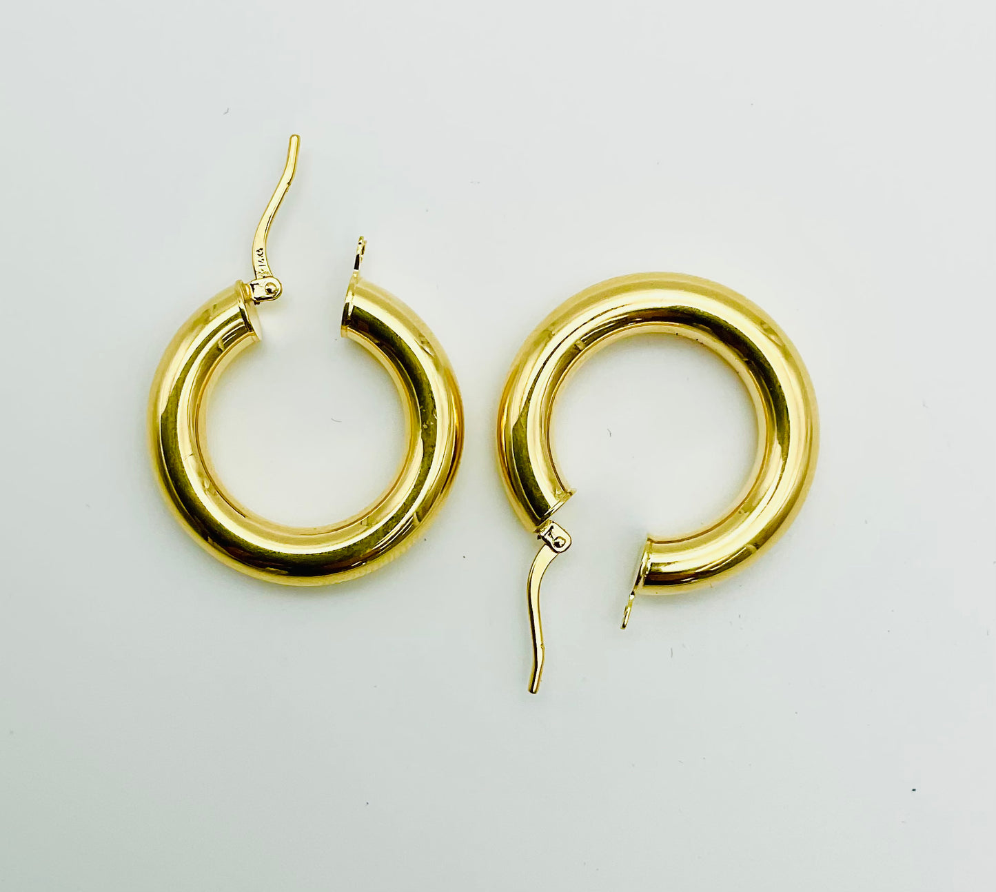 14K Solid Gold Medium Thick Click Hoop Earrings