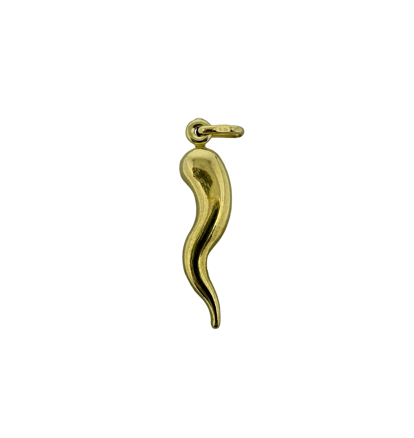 14K Solid Gold Cornicello Horn Pendant