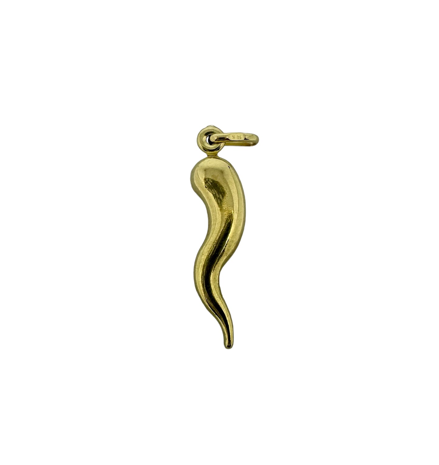 14K Solid Gold Cornicello Horn Pendant