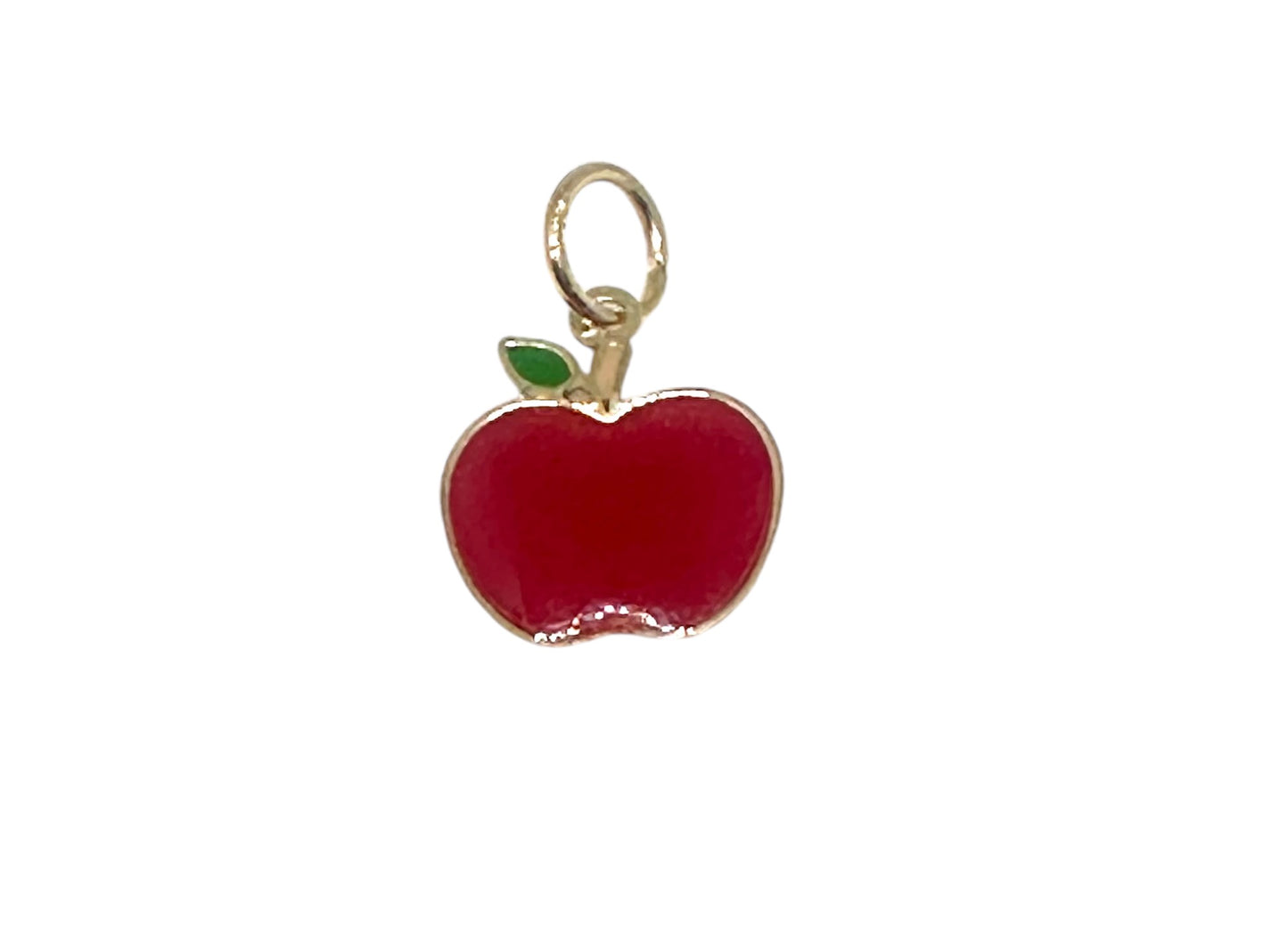 14K Solid Gold Enameled Apple Pendant