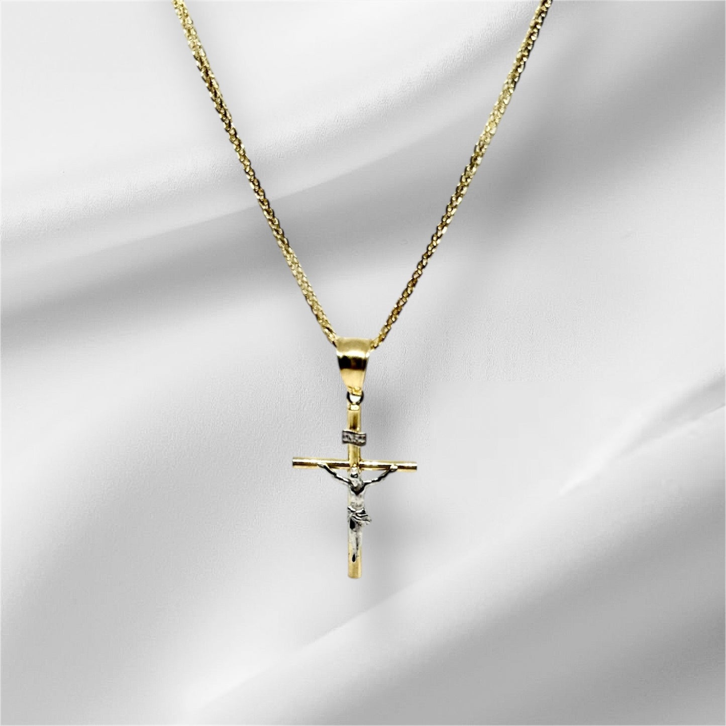 14K Solid Gold Crucifix Pendant