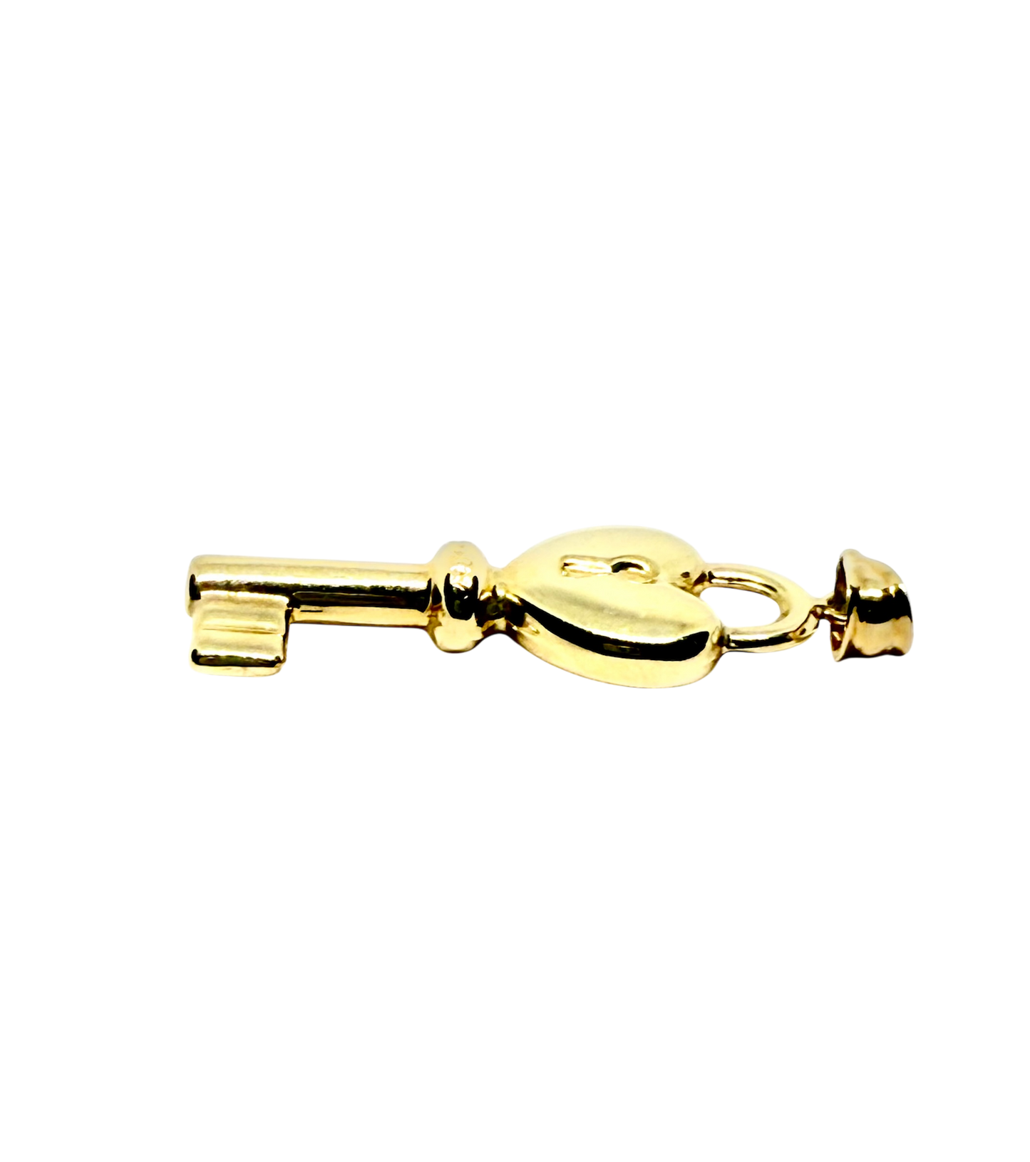 14K Solid Gold Heart Key Pendant