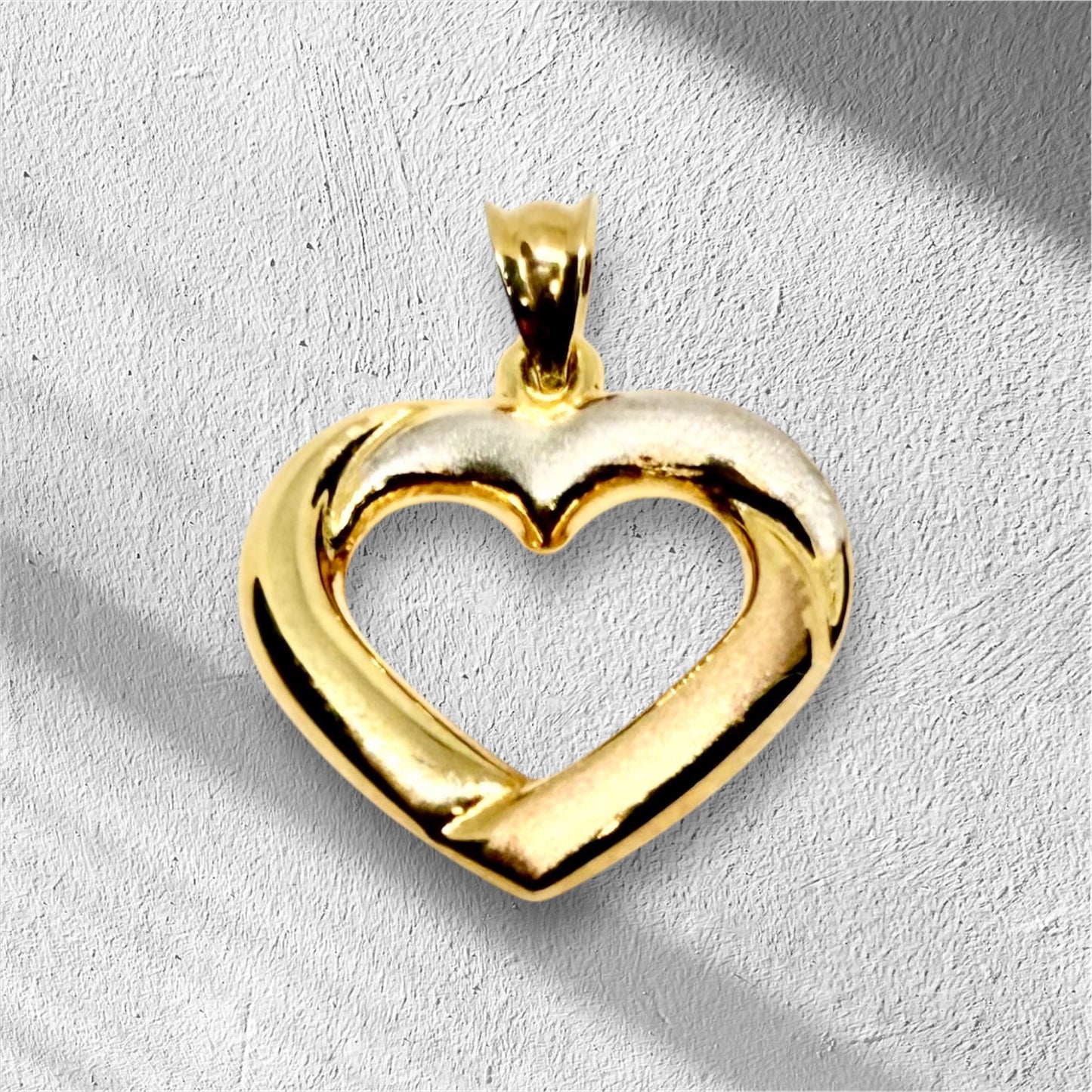 14K Solid Gold Tri color Heart Pendant