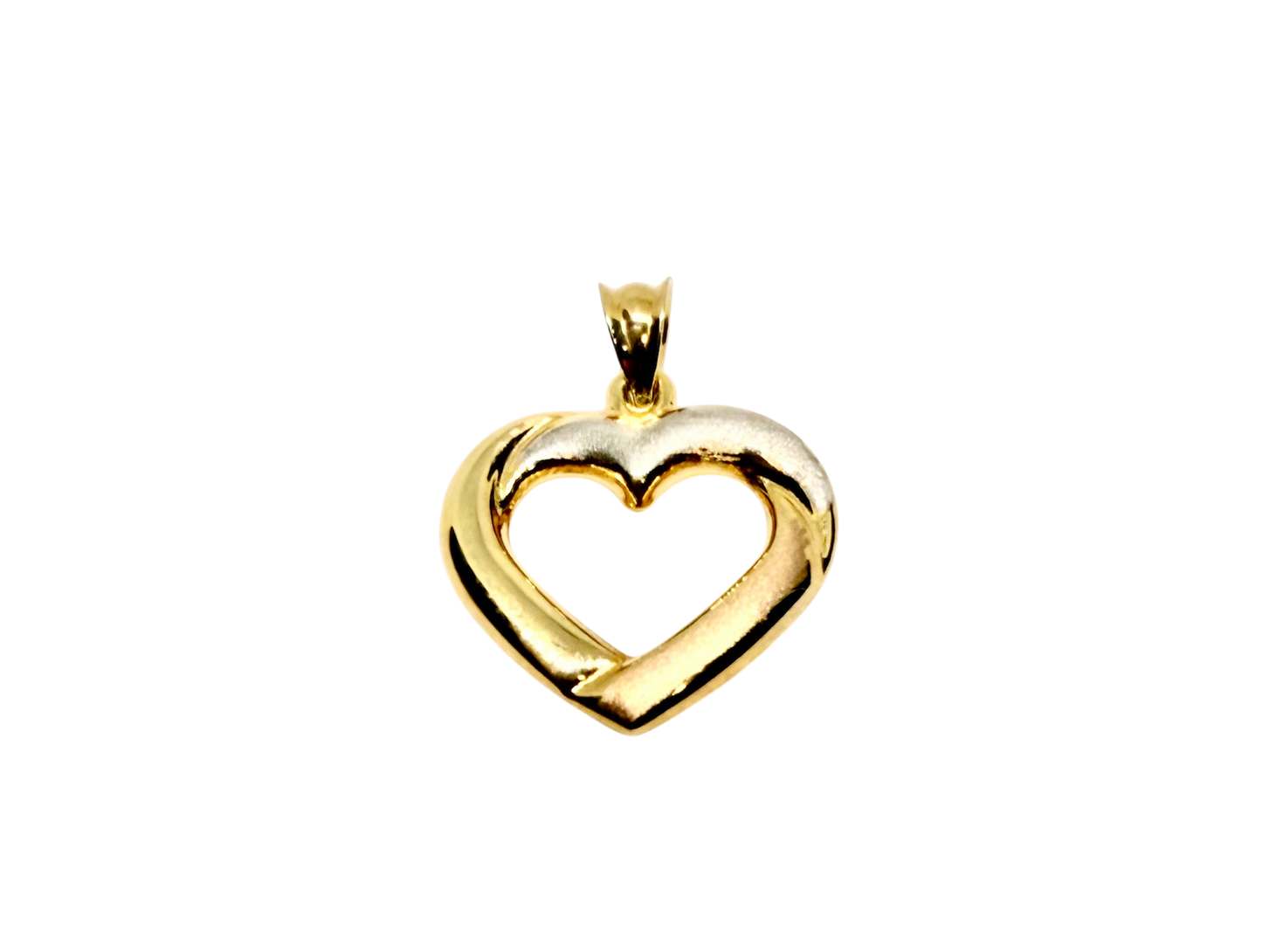14K Solid Gold Tri color Heart Pendant
