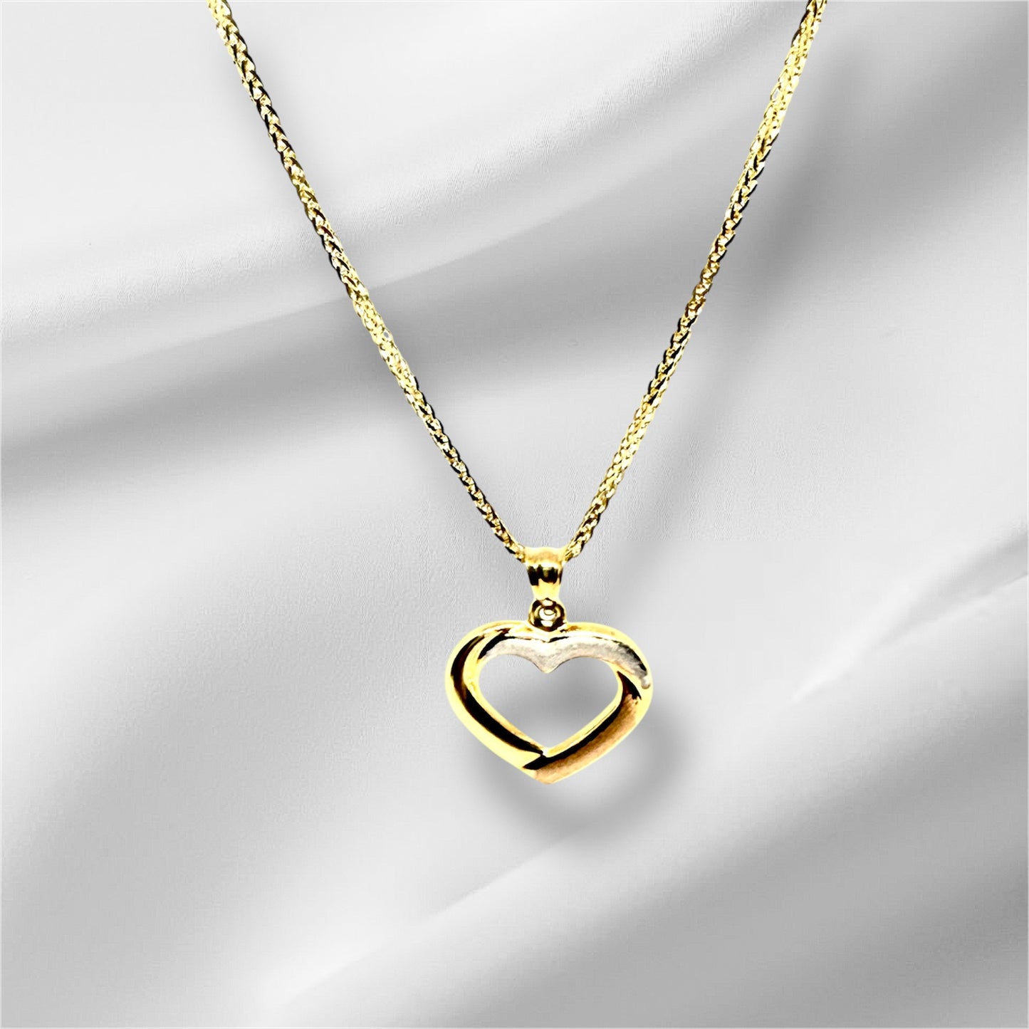 14K Solid Gold Tri color Heart Pendant