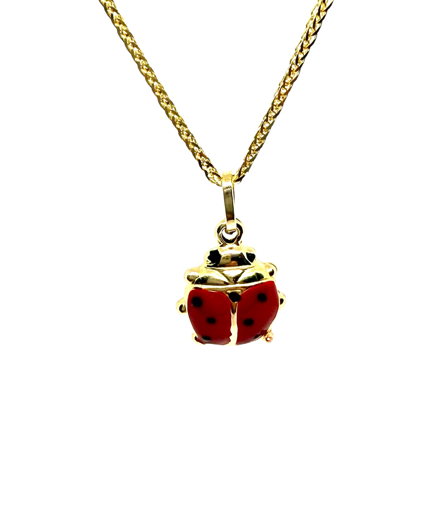 14K Solid Gold Large Ladybug Pendant