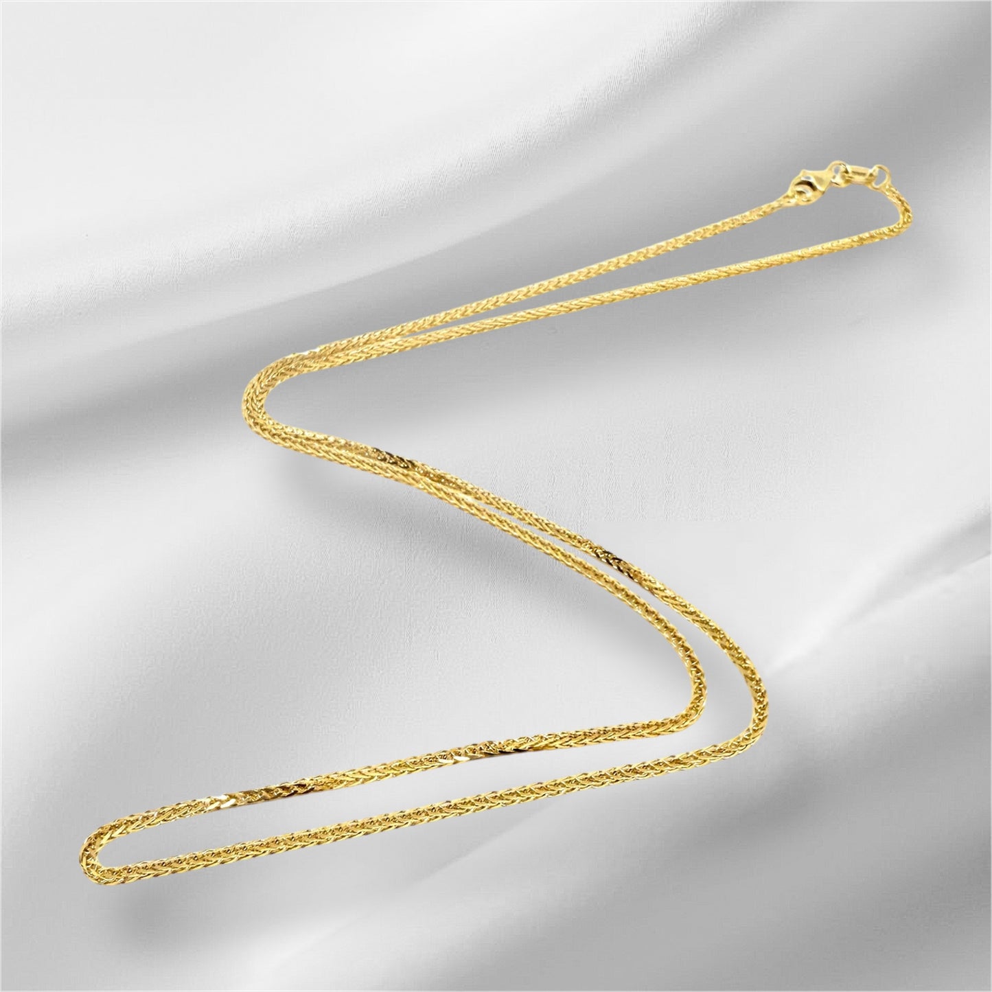 14K Solid Gold Thin Wheat Chain Necklace