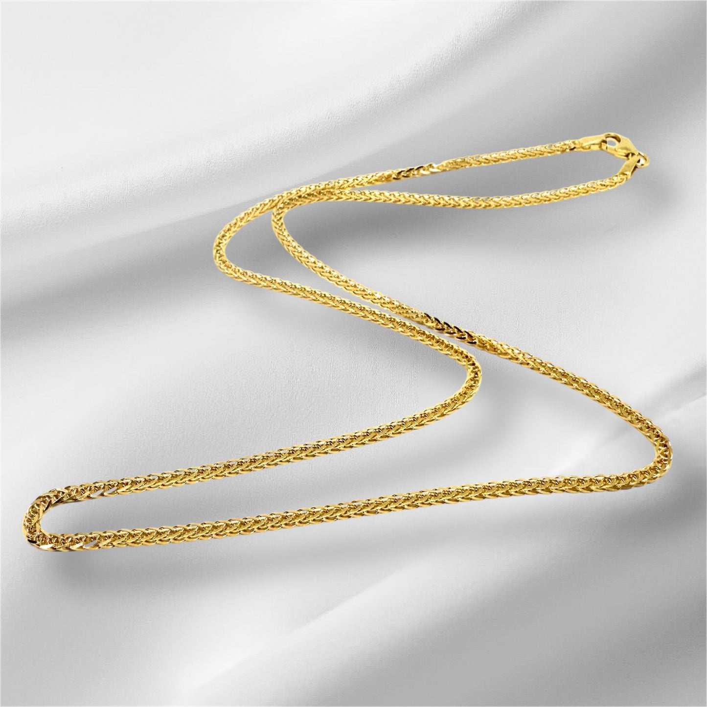 14k Solid Gold Thick Wheat Chain Necklace