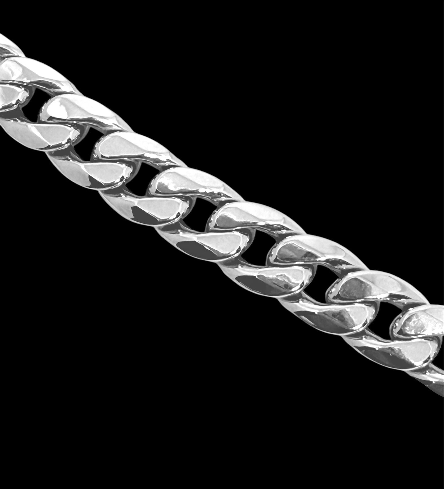 14K Solid White Gold 8mm Hollow Cuban Link Chain Bracelet