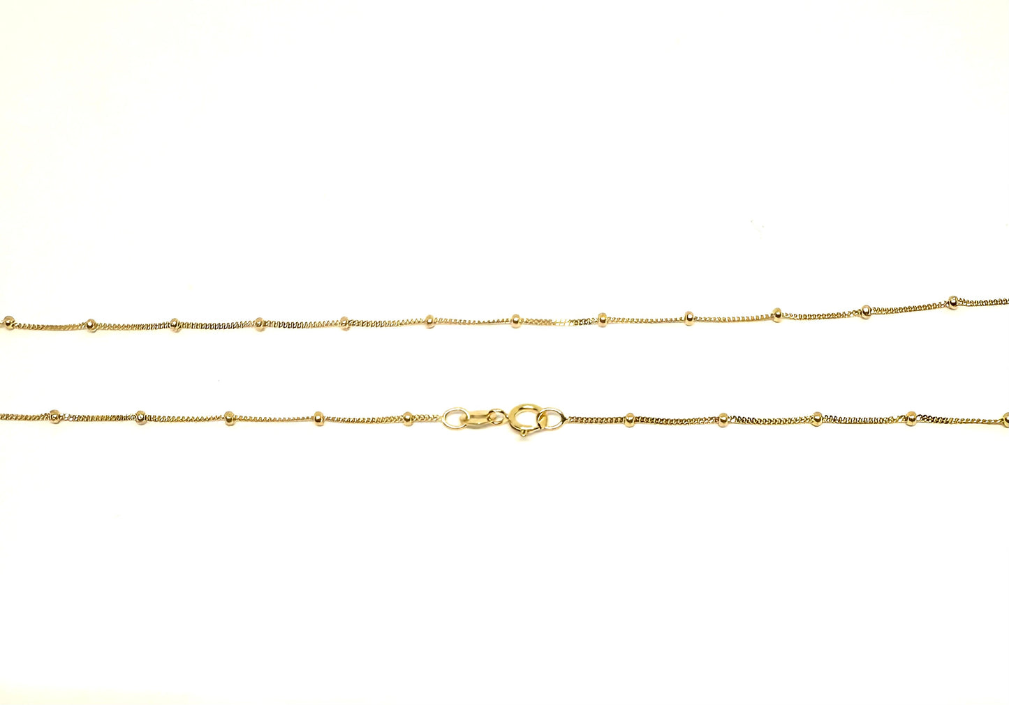 14K Solid Gold Satellite Chain with Beads Necklace