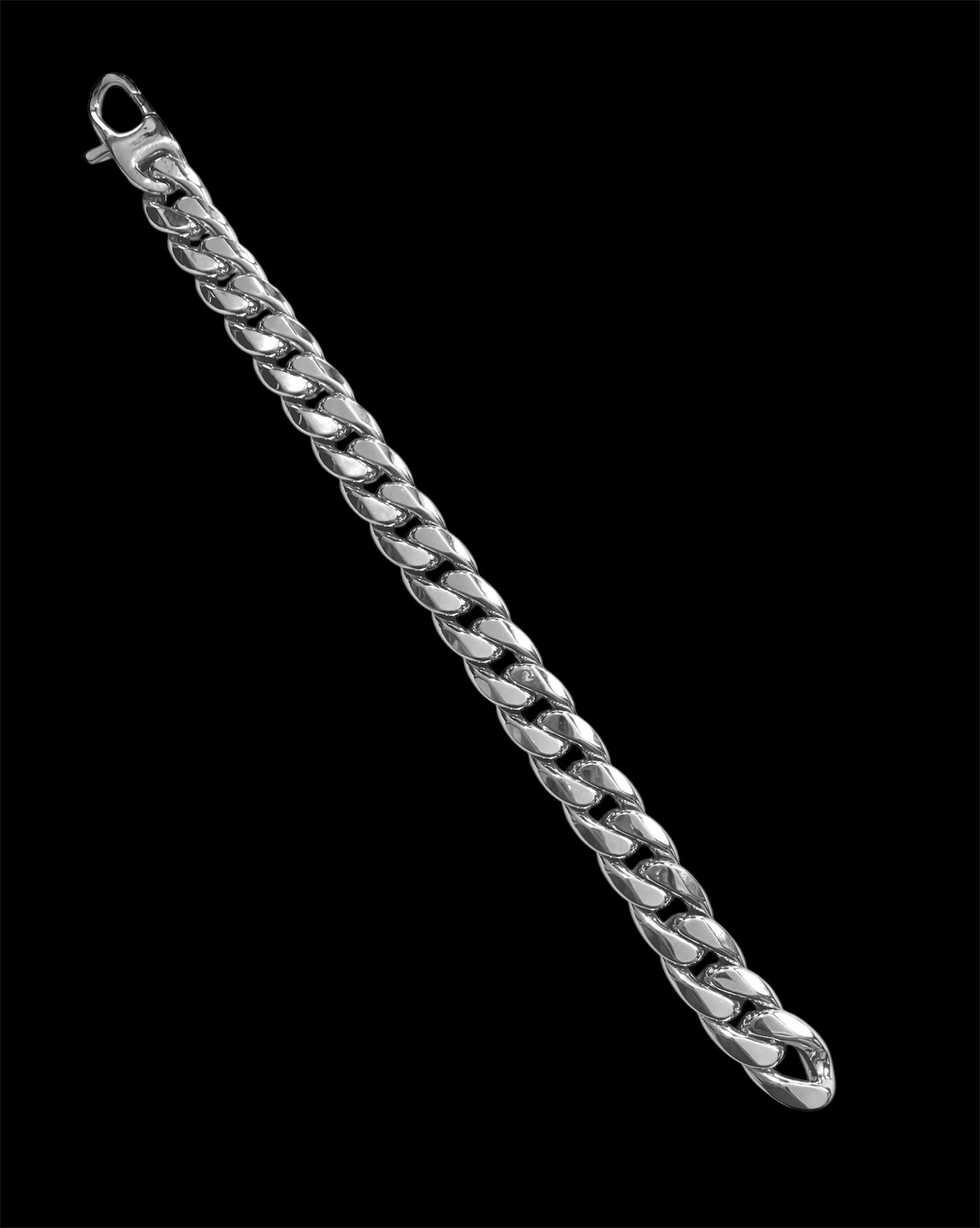 14K Solid White Gold 11mm Hollow Cuban Link Bracelet