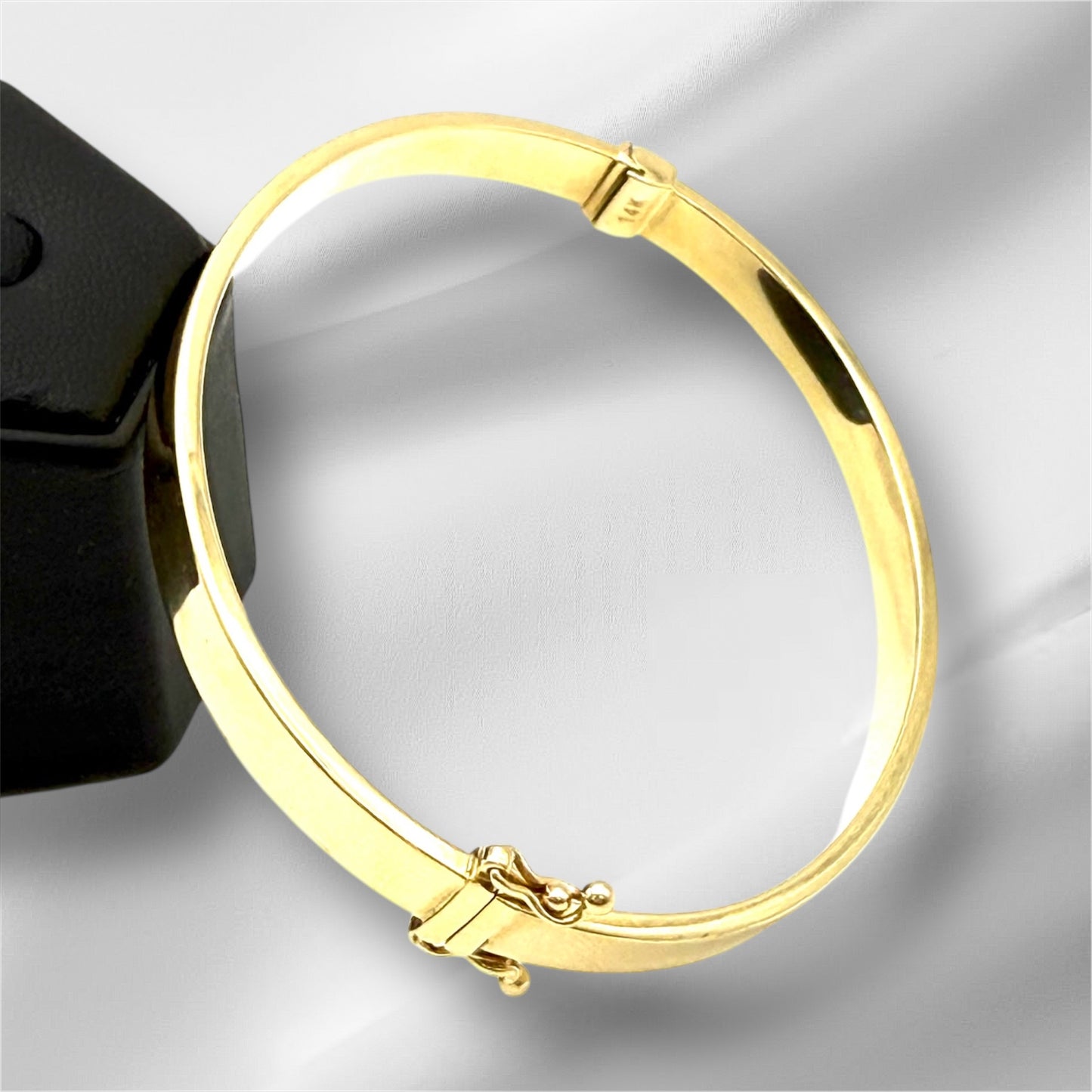 14K Solid Gold Plain Flat Bangle