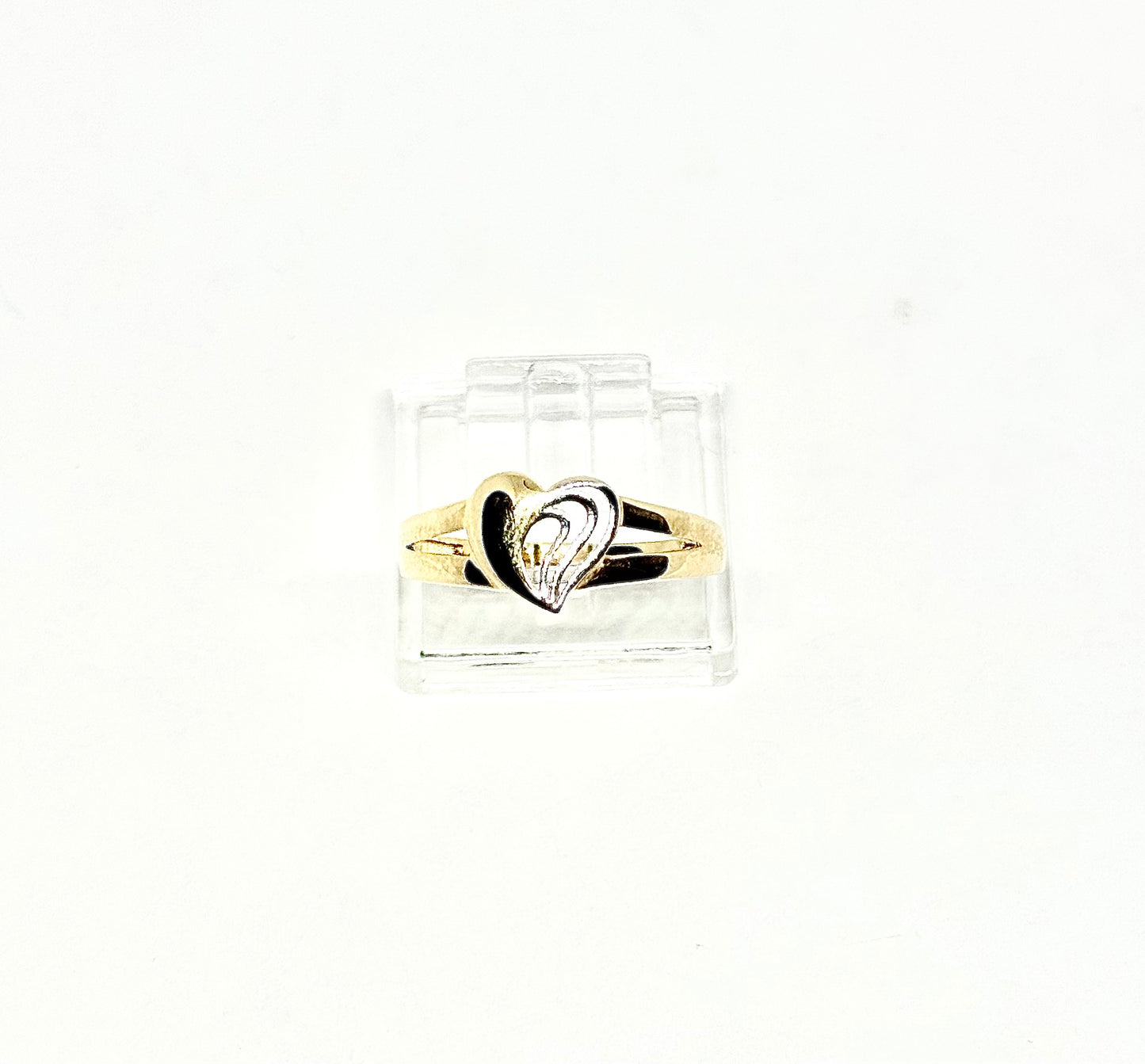 14K Solid Gold Two Tone Heart Ring