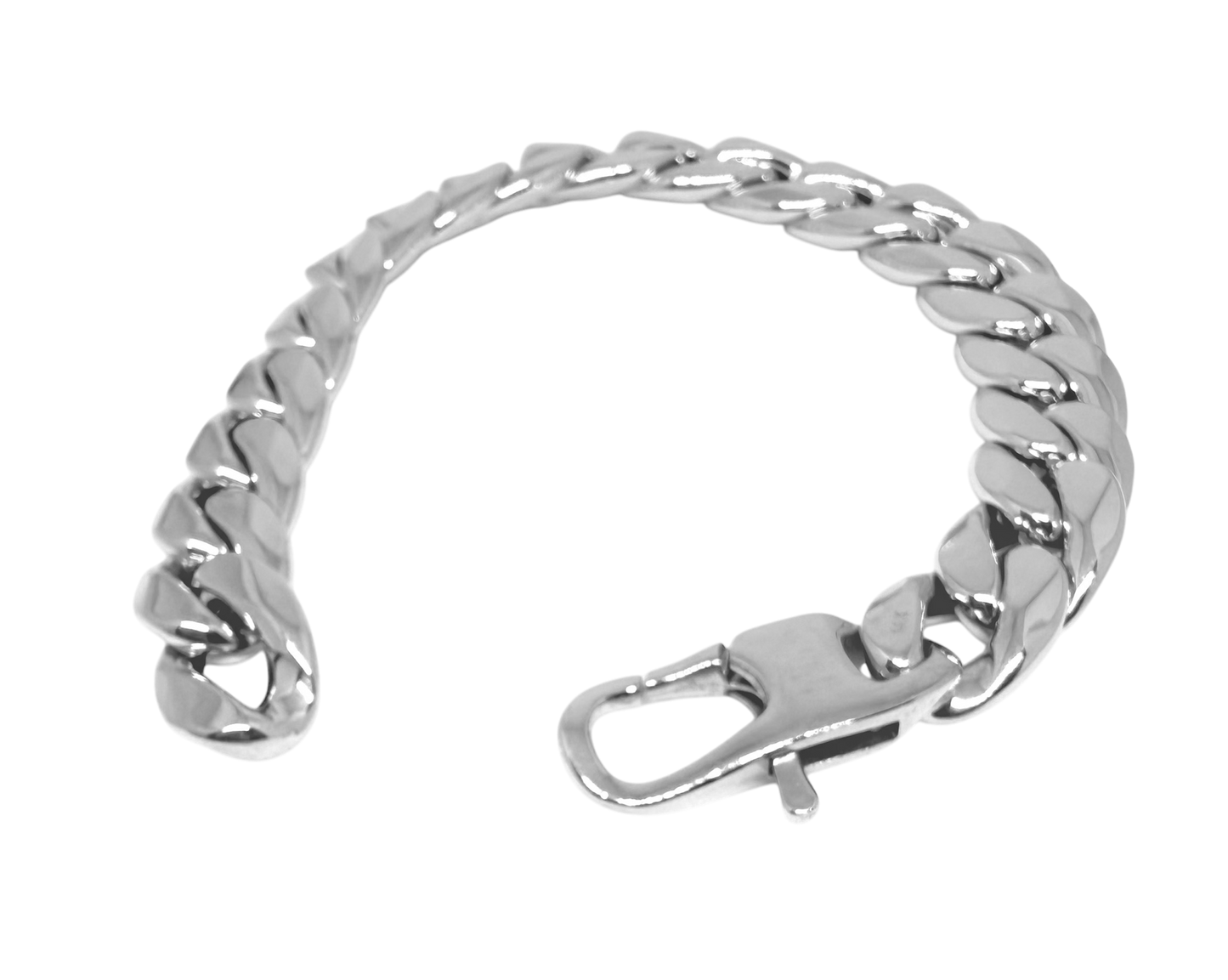 14K Solid White Gold 11mm Hollow Cuban Link Bracelet