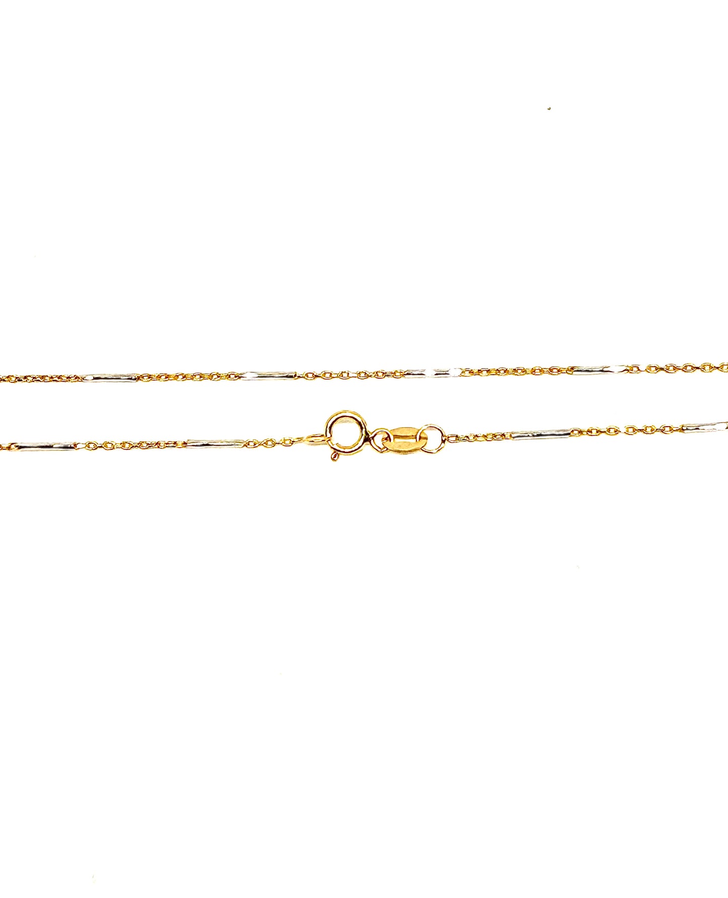 14K Solid Gold Two Tone Tube Cable Chain necklace