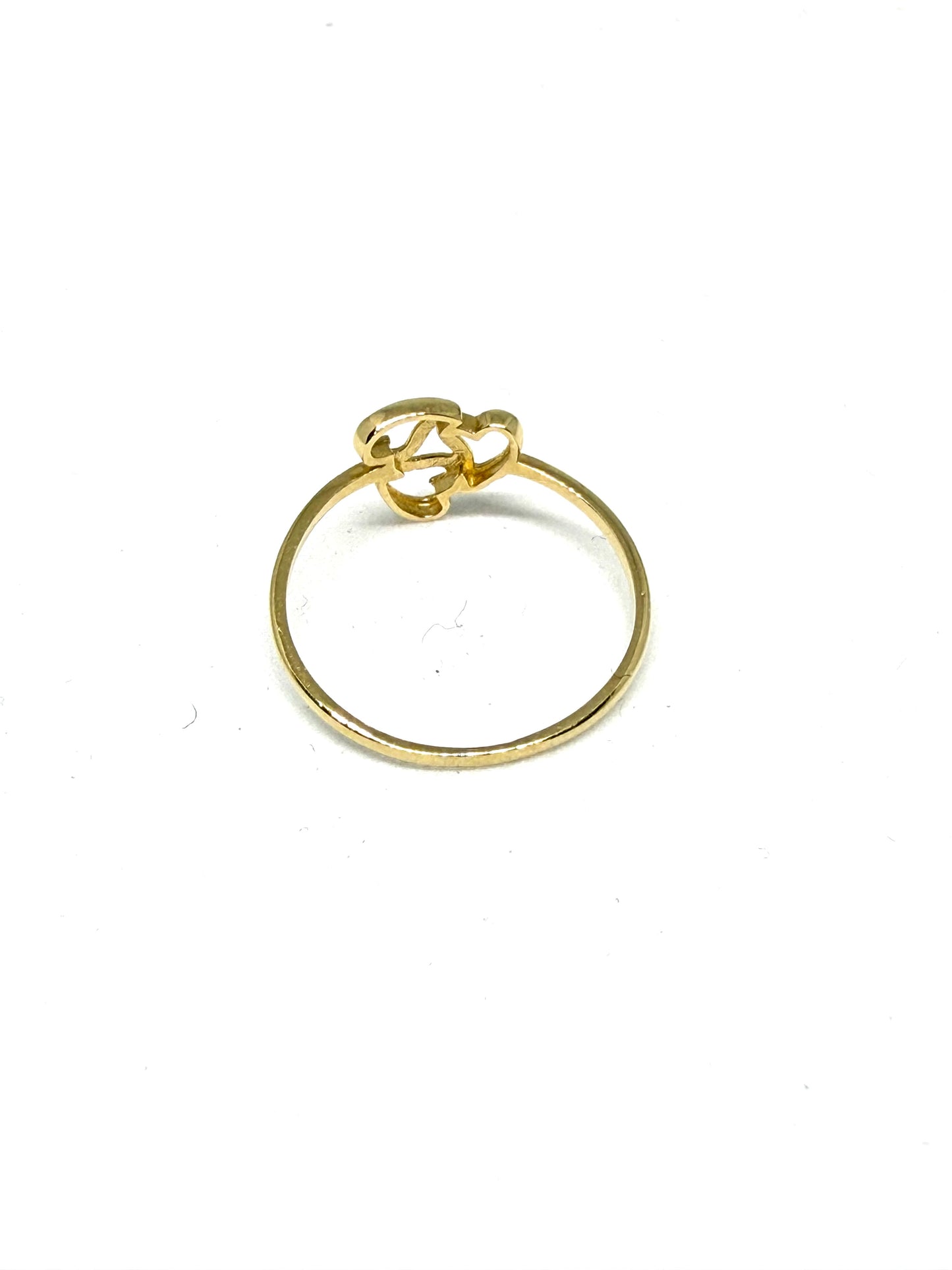 14K Solid Gold Three Hearts Ring