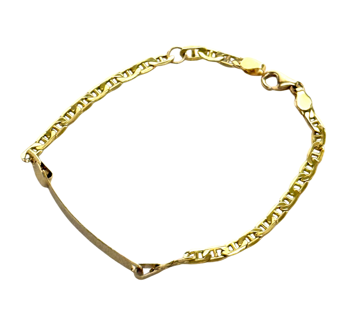 14K Solid Gold Mariner Chain ID Bracelet (Free Engraving)