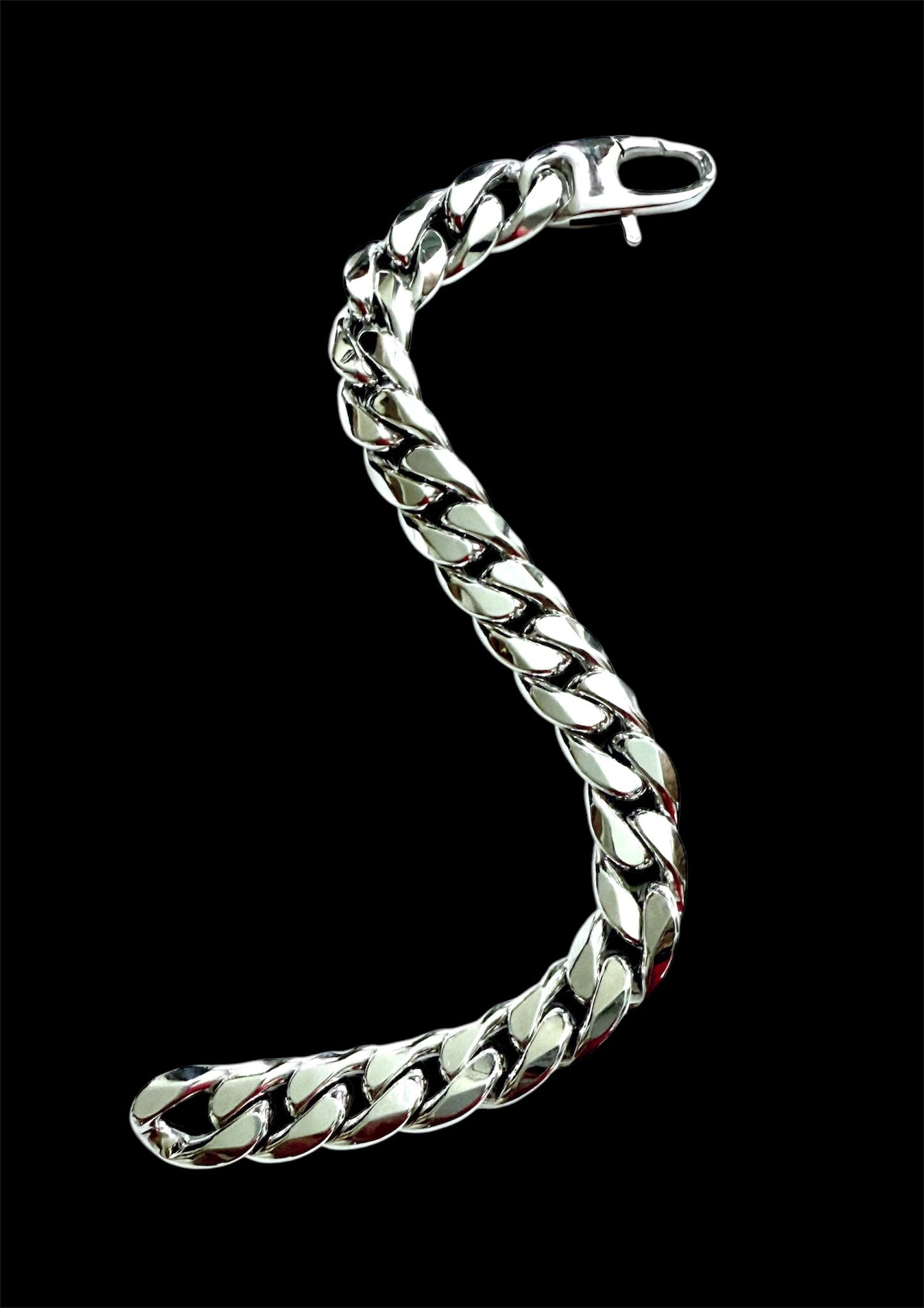 14K Solid White Gold 11mm Hollow Cuban Link Bracelet