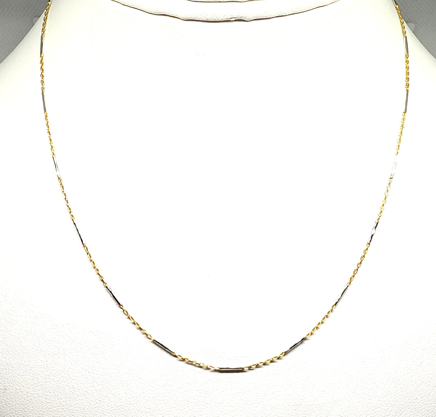 14K Solid Gold Two Tone Tube Cable Chain necklace