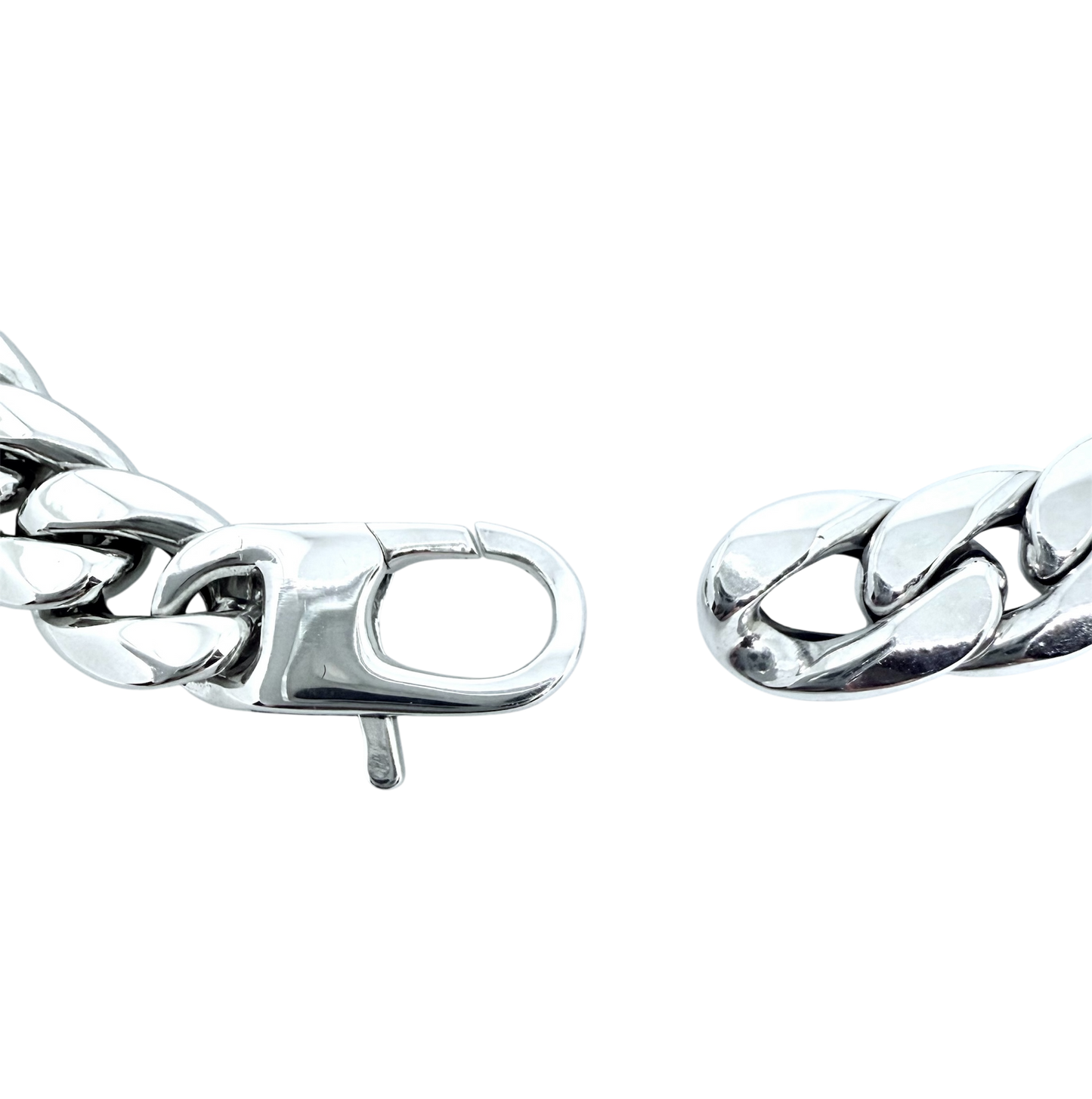 14K Solid White Gold 8mm Hollow Cuban Link Chain Bracelet