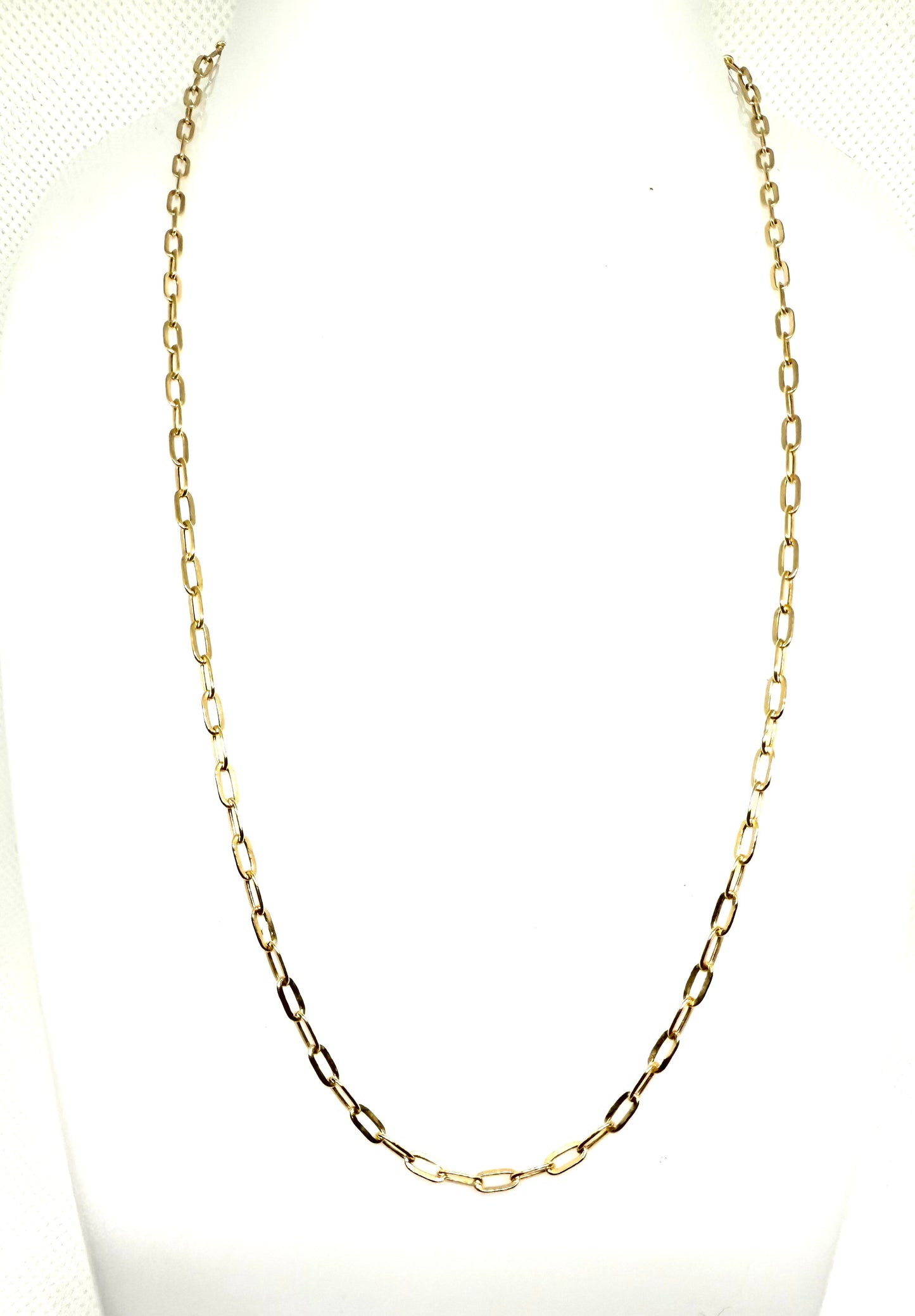 14K Solid Gold Paper clip Chain Necklace