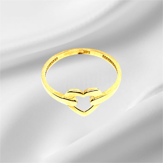 14K Solid Gold Heart Outline Ring