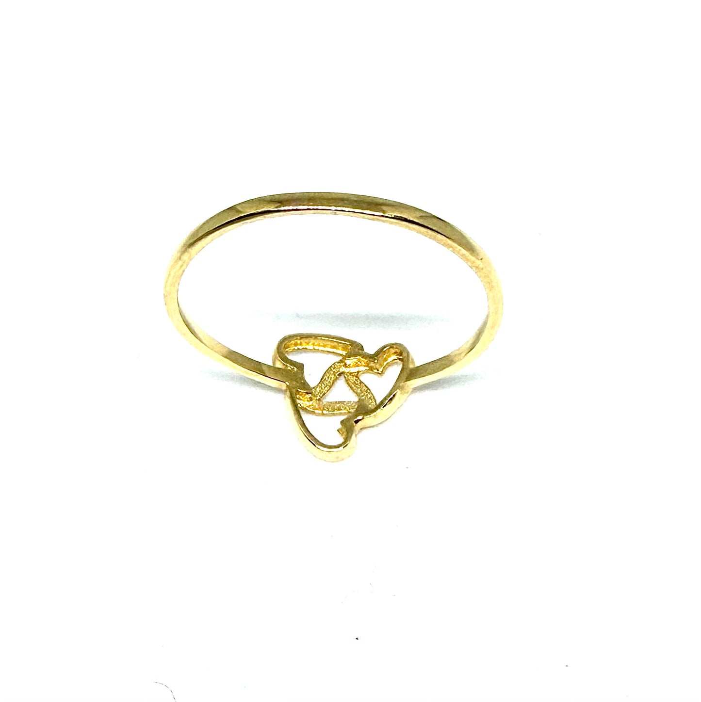 14K Solid Gold Three Hearts Ring
