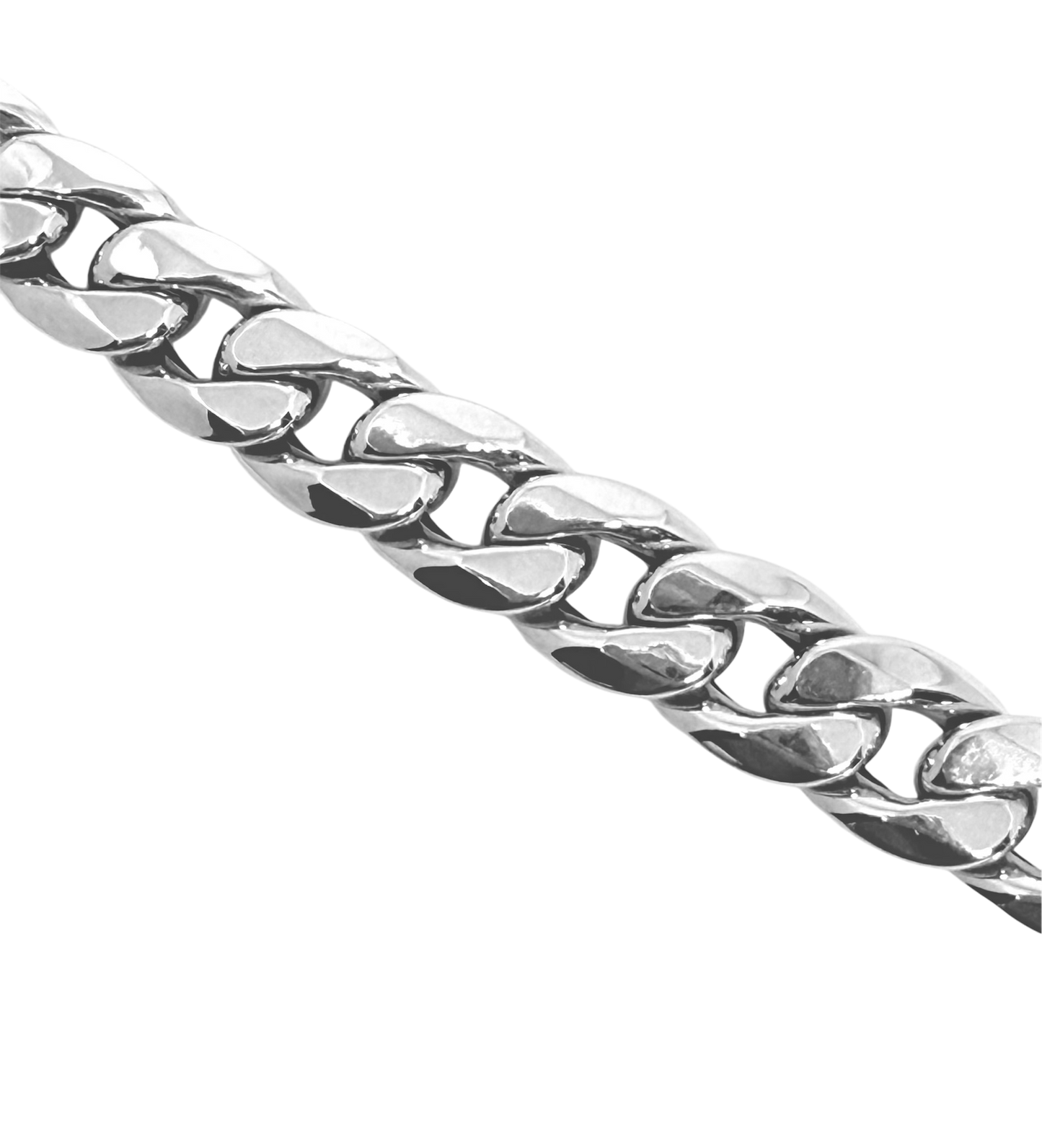 14K Solid White Gold 8mm Hollow Cuban Link Chain Bracelet