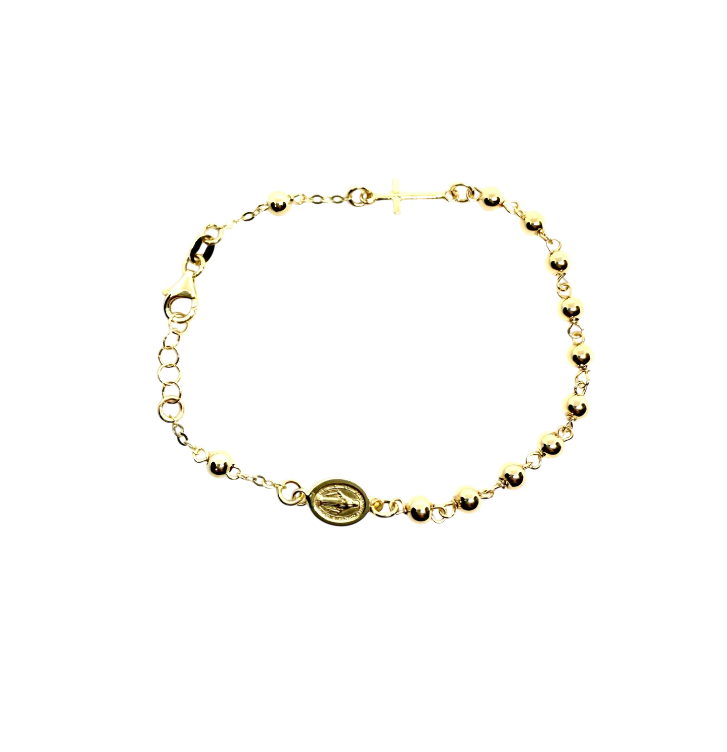 14K Solid Gold Rosary Bracelet