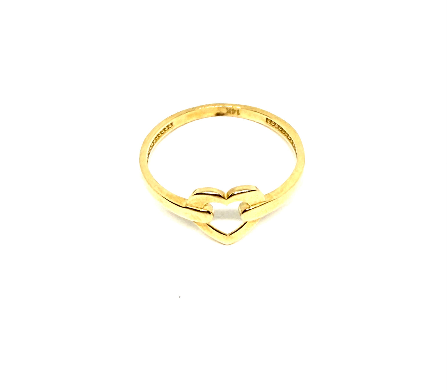 14K Solid Gold Heart Outline Ring