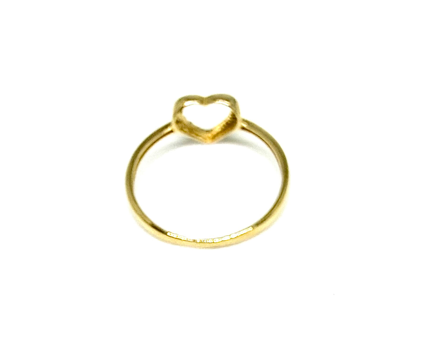 14K Solid Gold Heart Outline with Zirconia Accent Ring