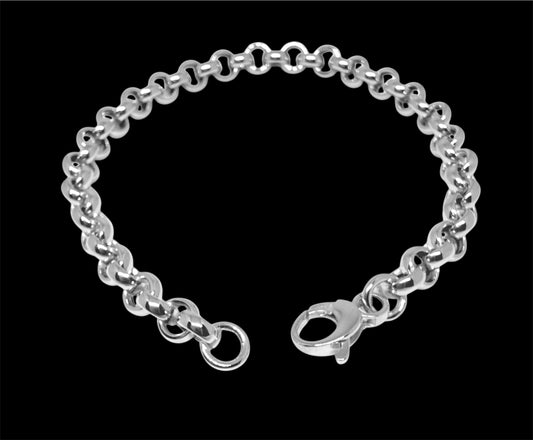 14K Solid White Gold Rolo Chain Bracelet