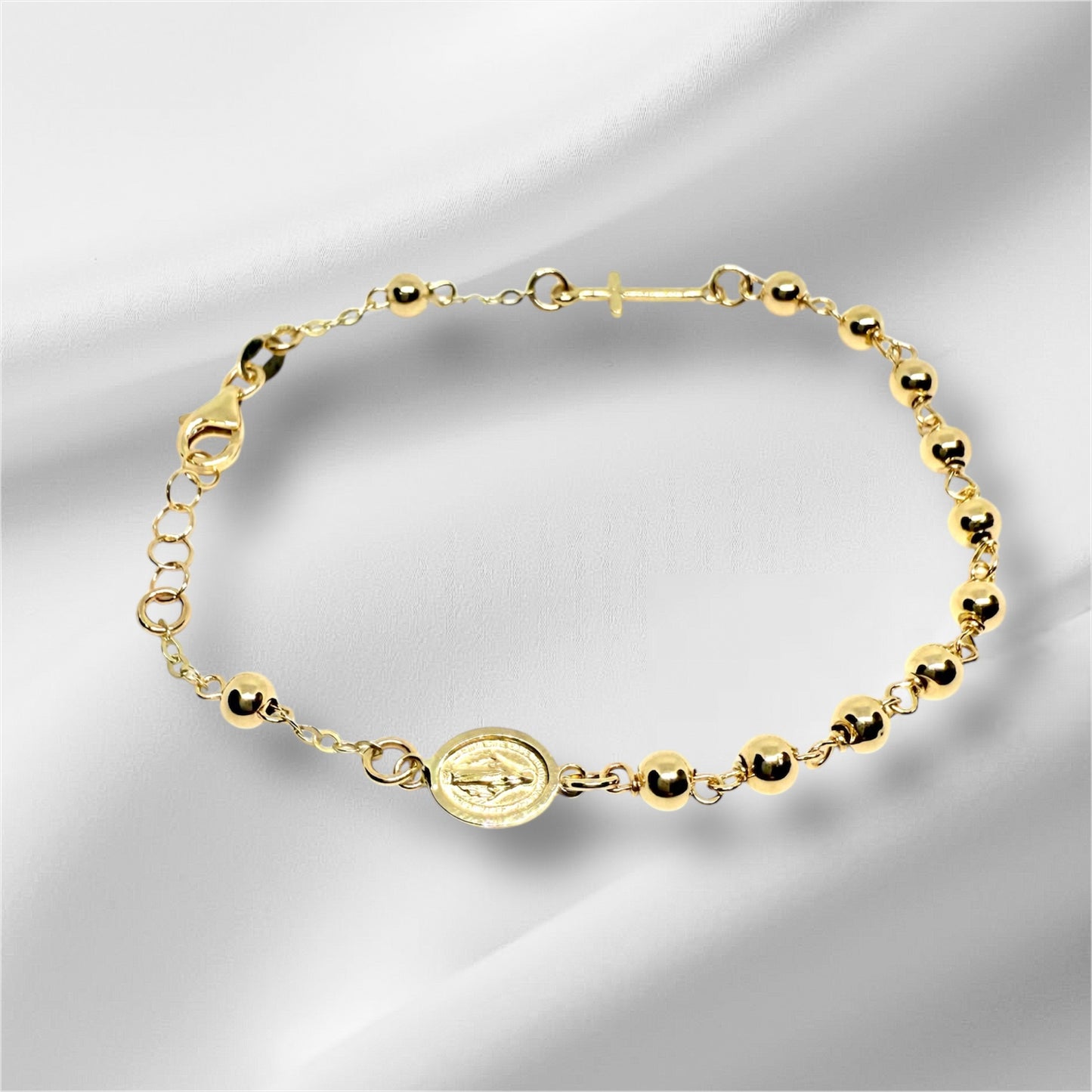 14K Solid Gold Rosary Bracelet