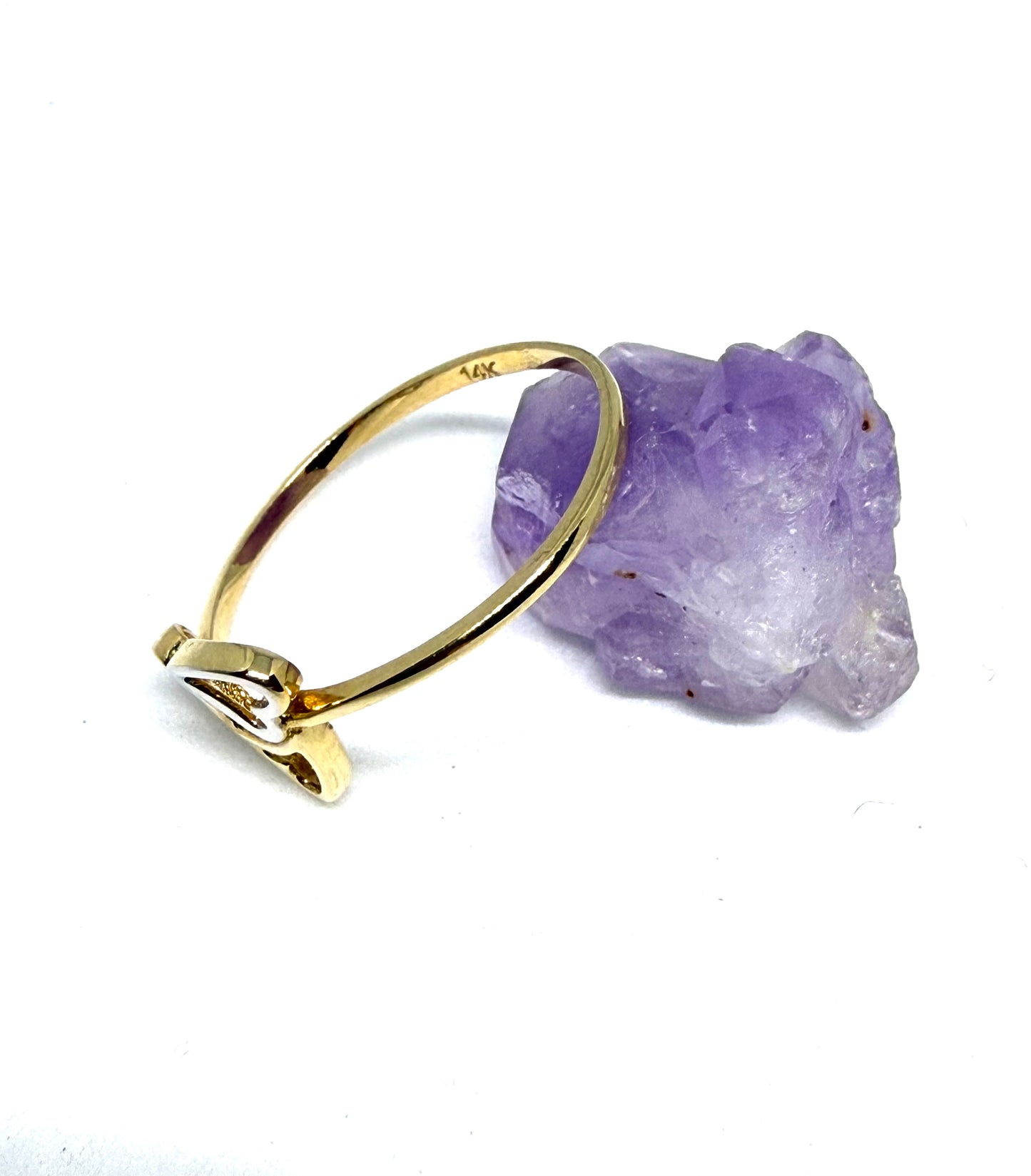 14K Solid Gold Three Hearts Ring