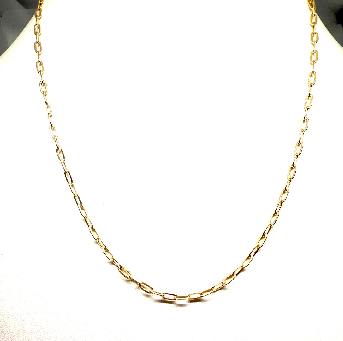 14K Solid Gold Paper clip Chain Necklace