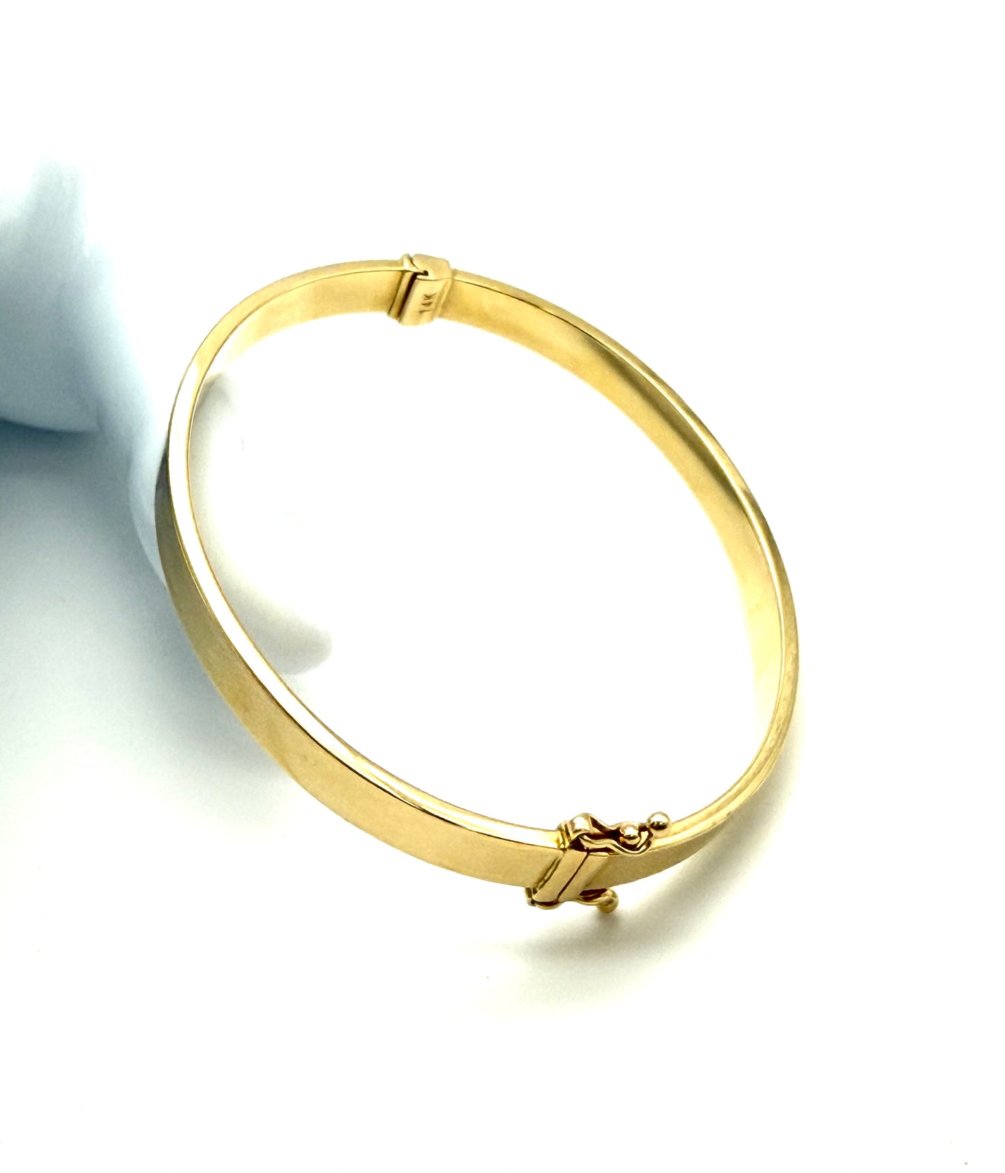 14K Solid Gold Plain Flat Bangle
